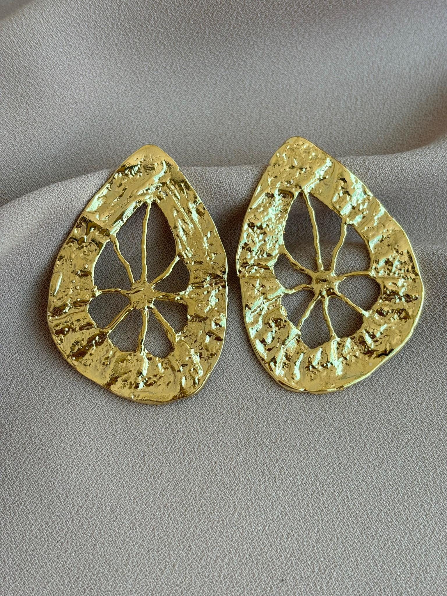 YENİ! Limon Dilimi Döküm Küpeler, El Yapımı Bronz Küpeler