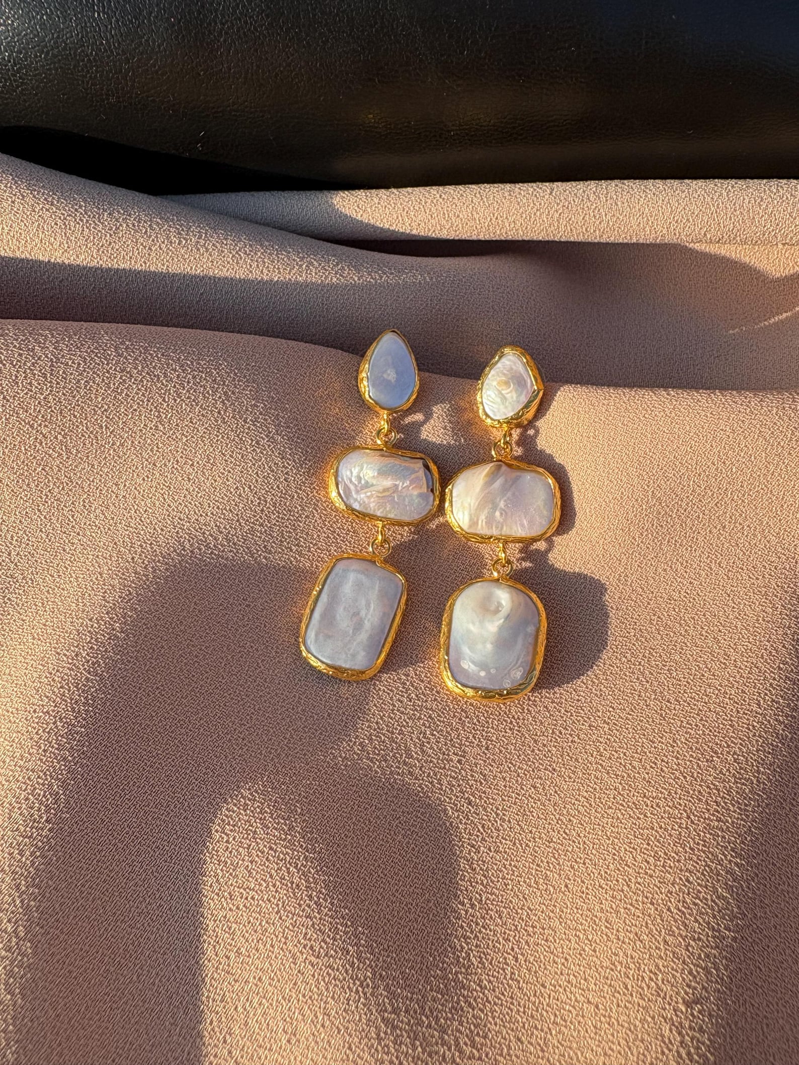 Geometrik Gerçek Barok İnci Küpeler