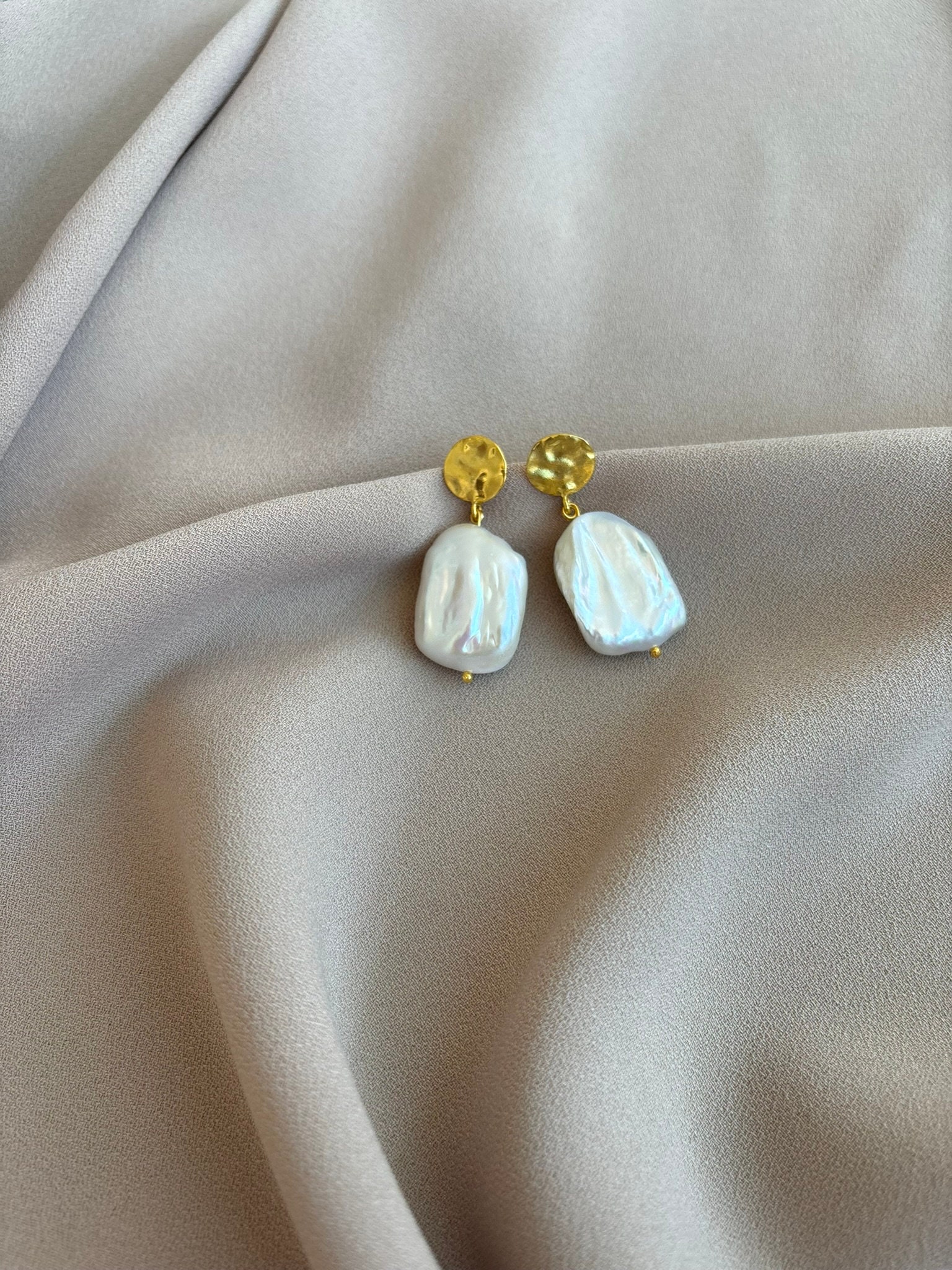 Büyük Düzensiz Barok İnci Küpe