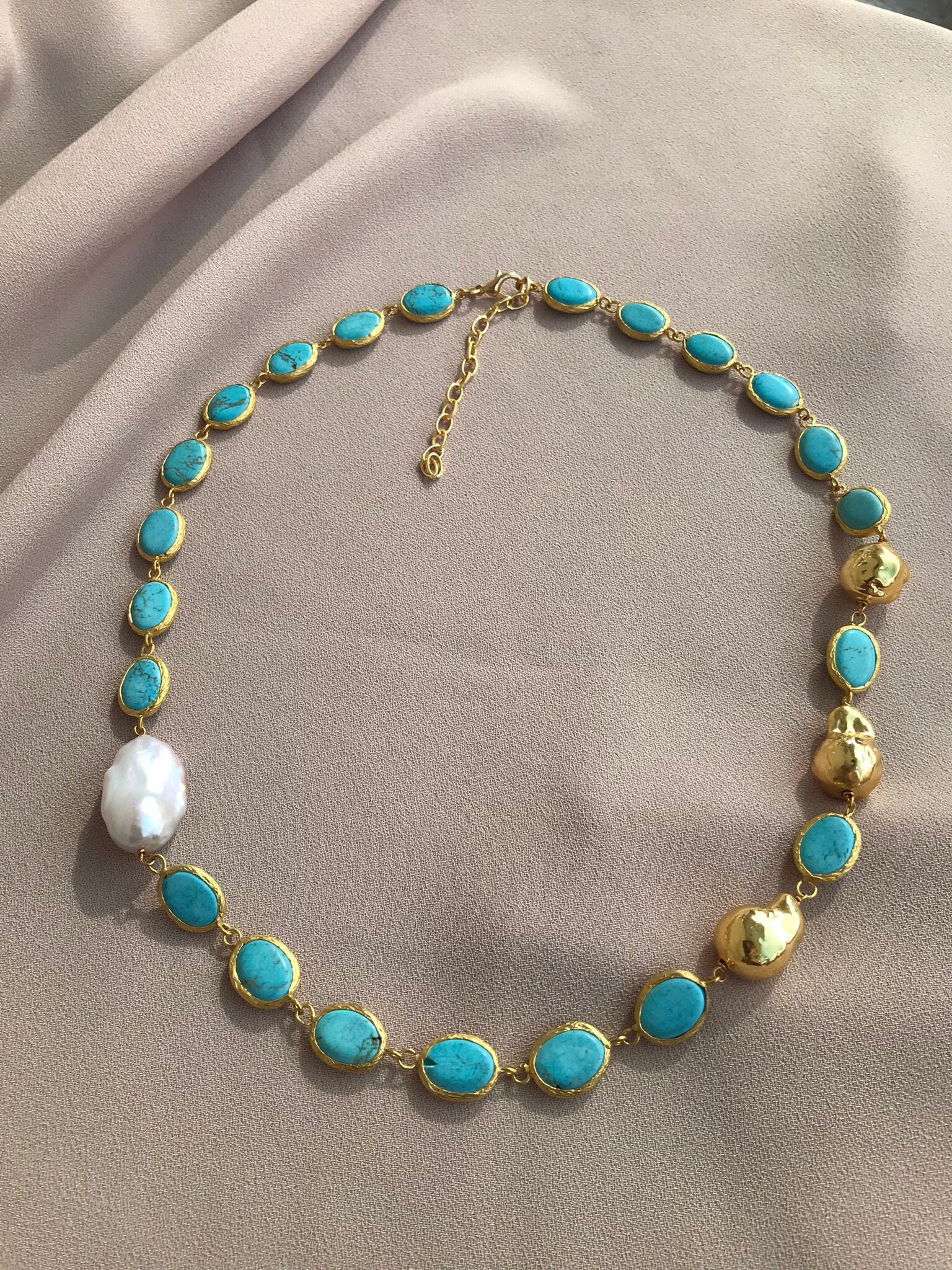 Turkuaz & Barok İnci Kolye