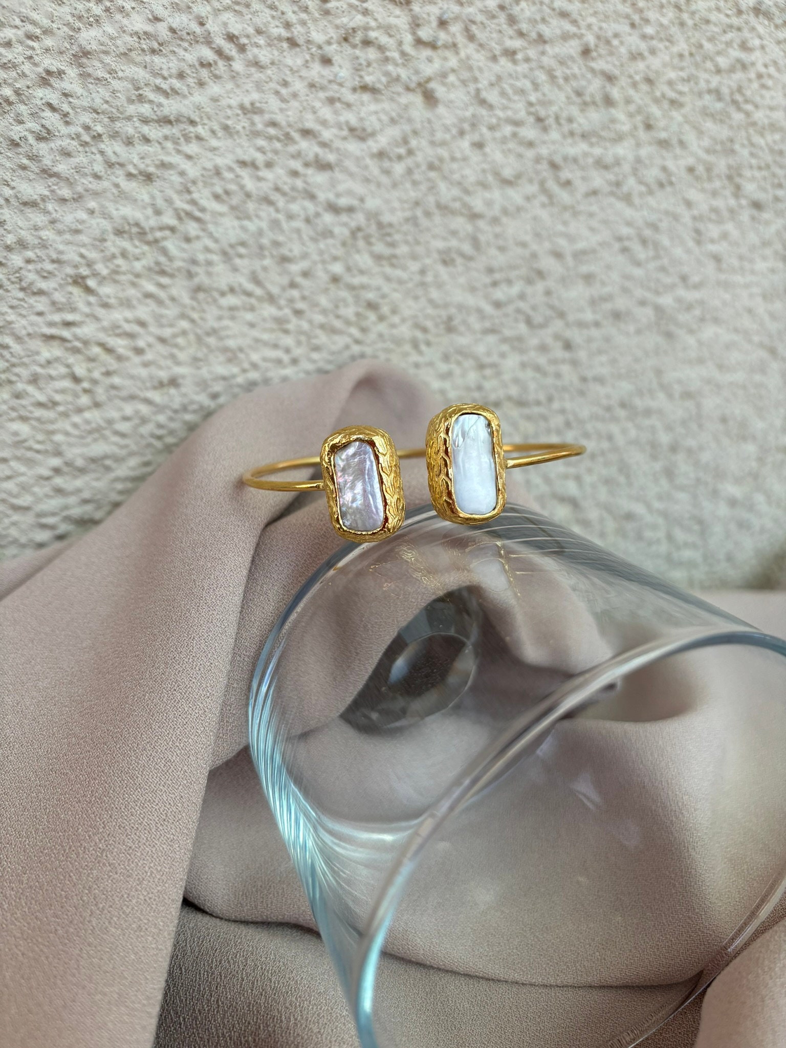 Çift Başlı Kare İnci Bileklik