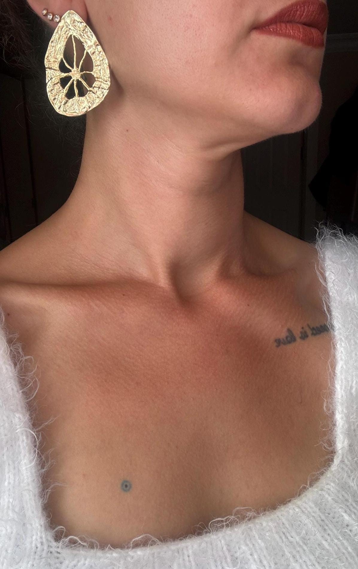 YENİ! Limon Dilimi Döküm Küpeler, El Yapımı Bronz Küpeler