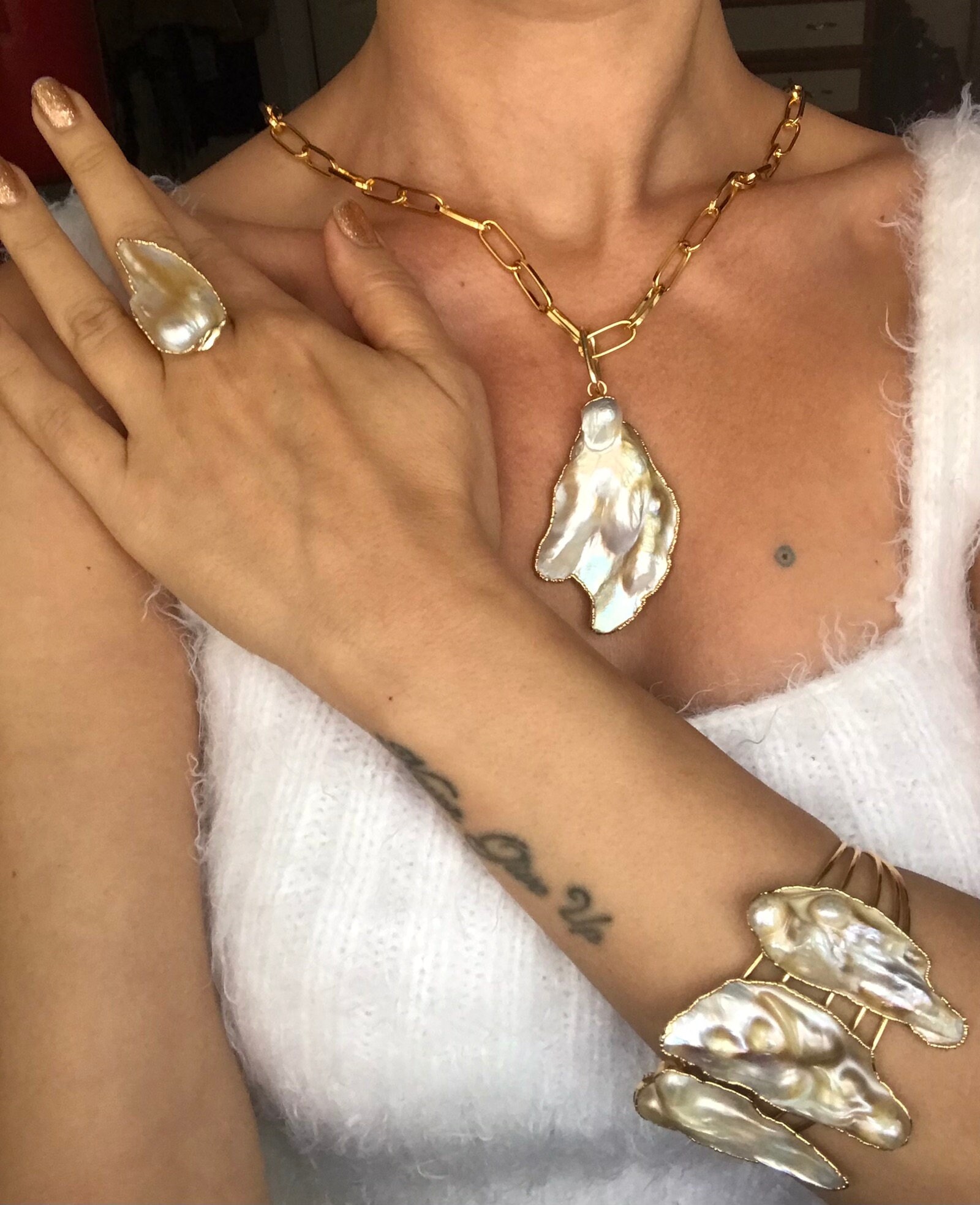 Düzensiz Kemik İnci Tasarım Bileklik