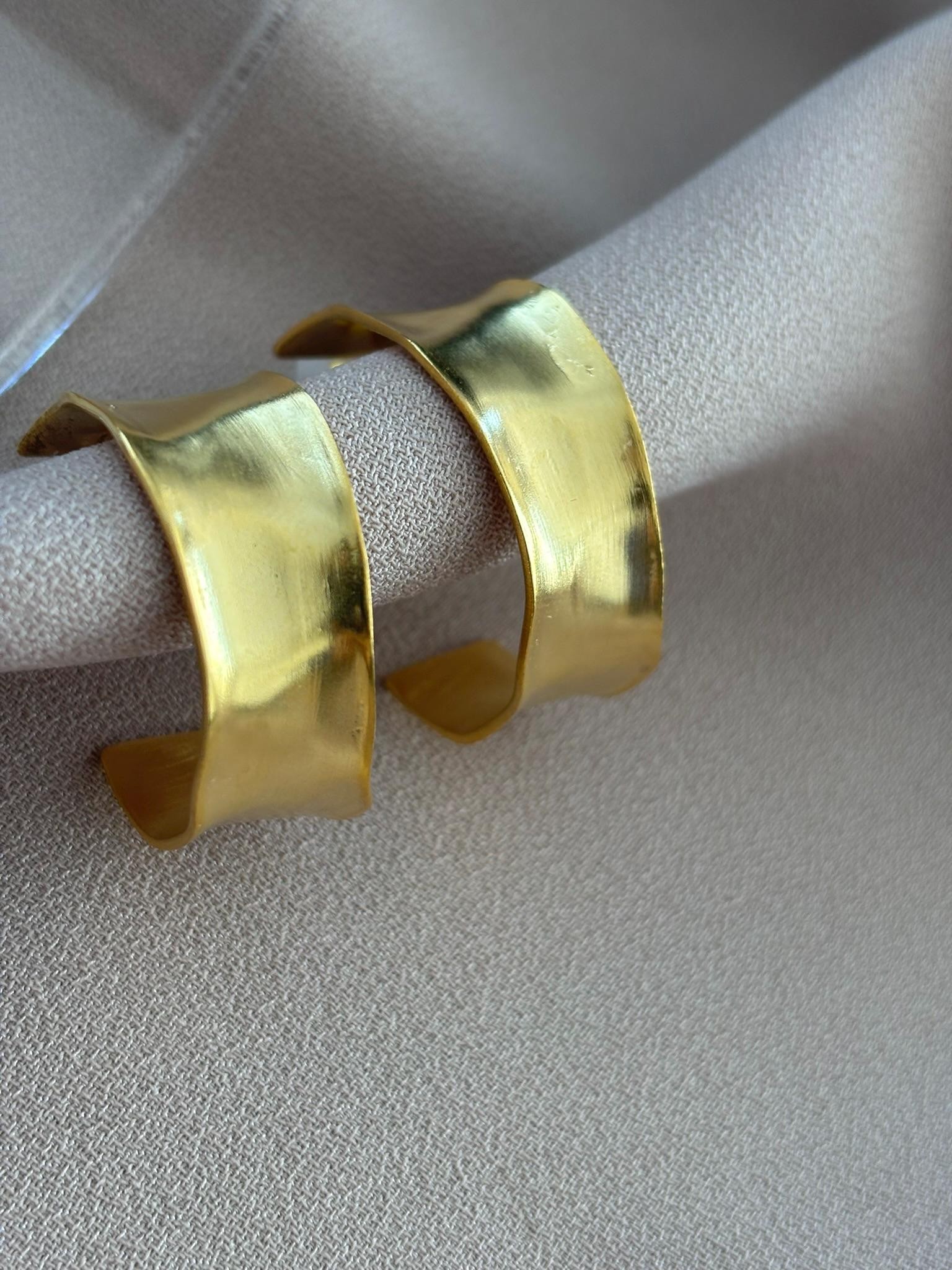 YENİ! Modern Kalın Halka Altın Küpeler, El Yapımı Bronz Halka Küpeler