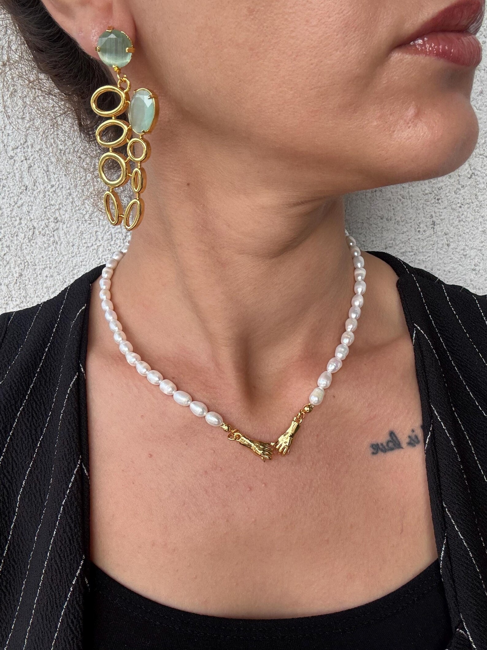 Kedi Gözü Uzun Döküm Küpeler