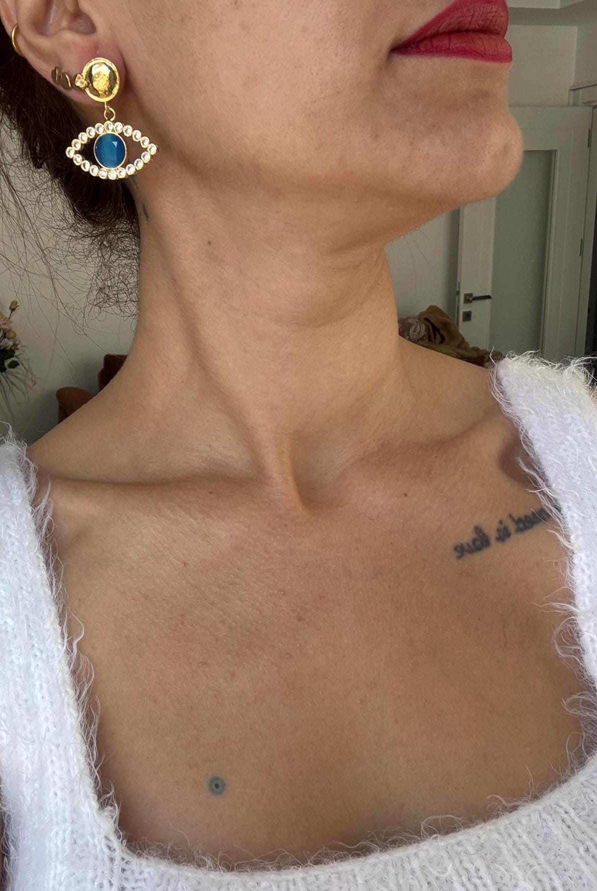 Göz Model Kedi Gözü & Zirkon Küpe