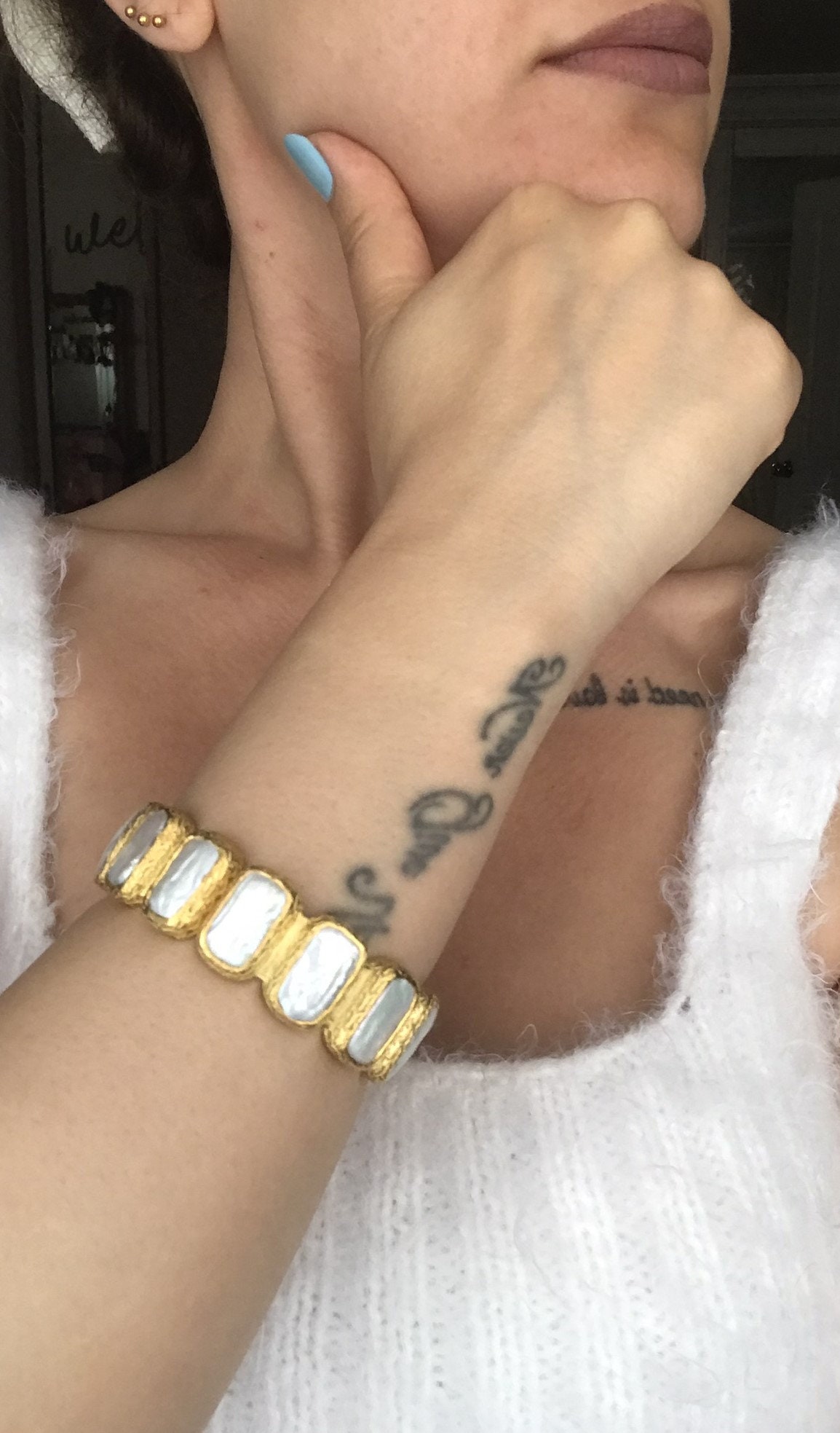 Sıralı Kare İnci Bileklik