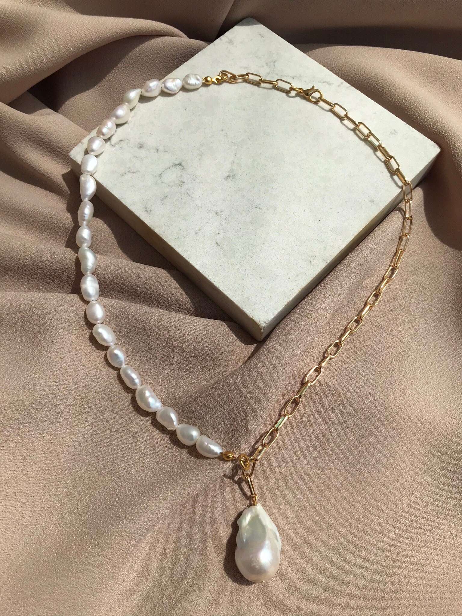 Barok & Arpa İnci Kombin Kolye