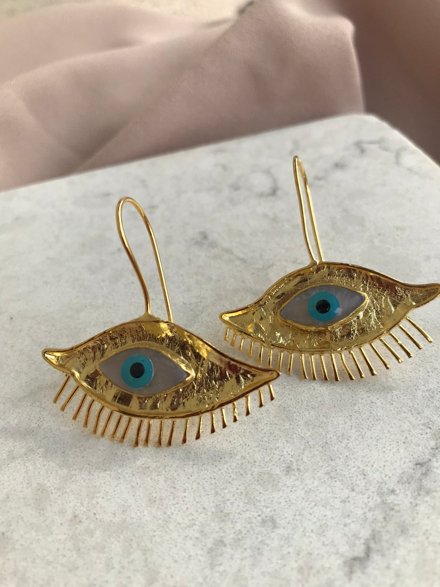 Sedefli Göz Tasarım İnci Küpe