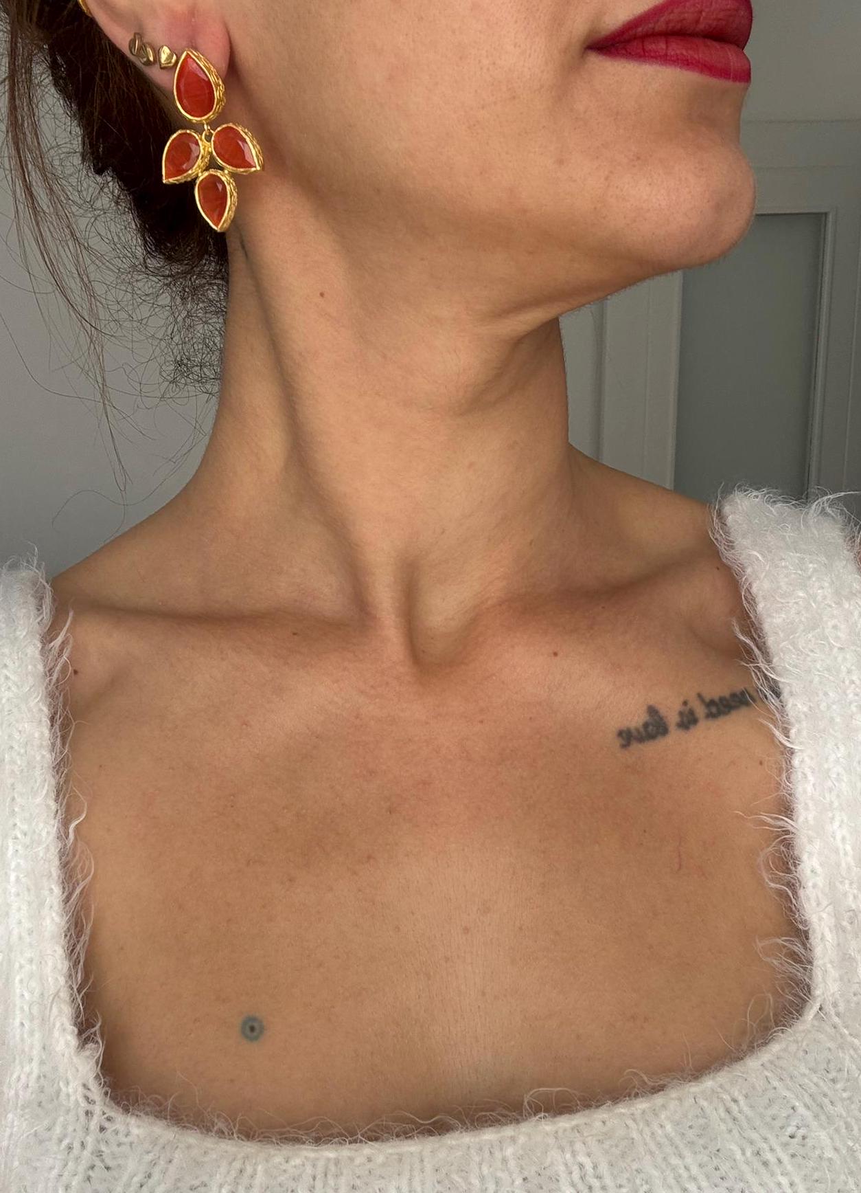 Dört Damla Kedi Gözü Küpe