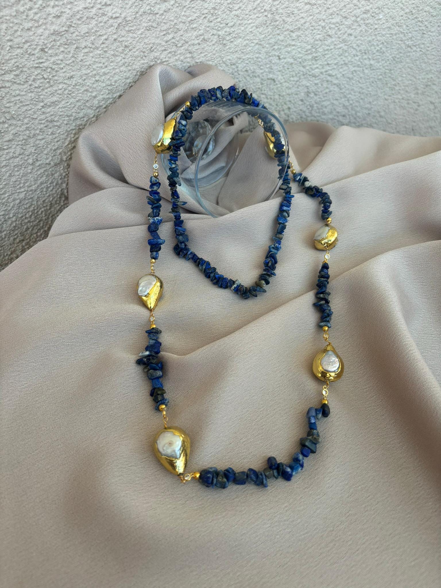 Lapis Lazuli & Barok İnci Kolye