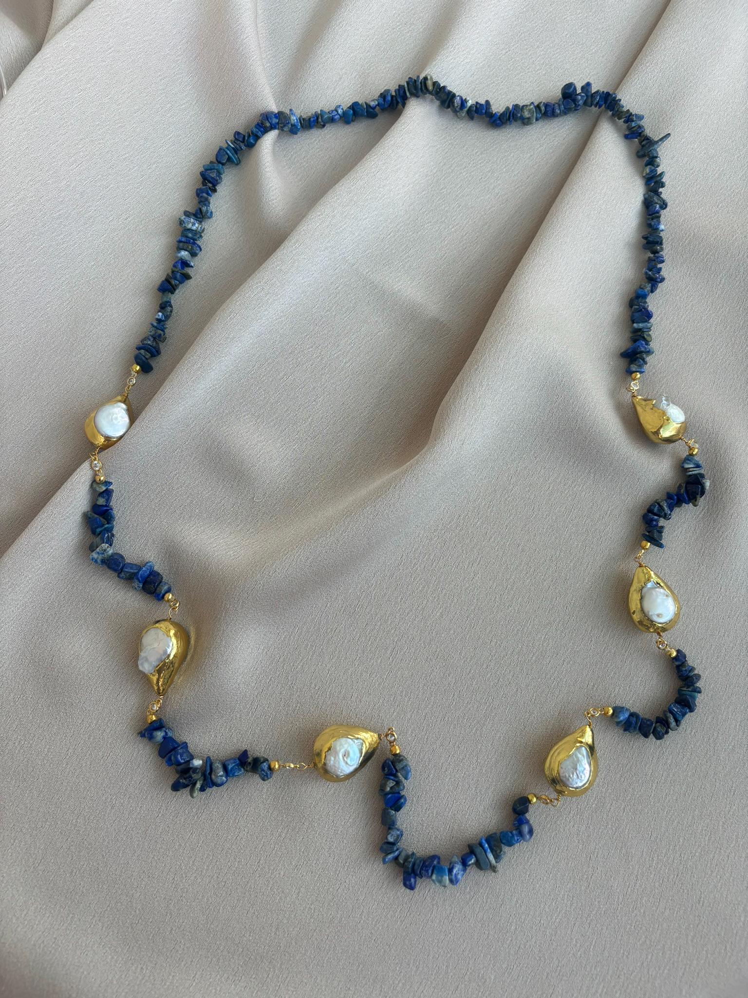 Lapis Lazuli & Barok İnci Kolye