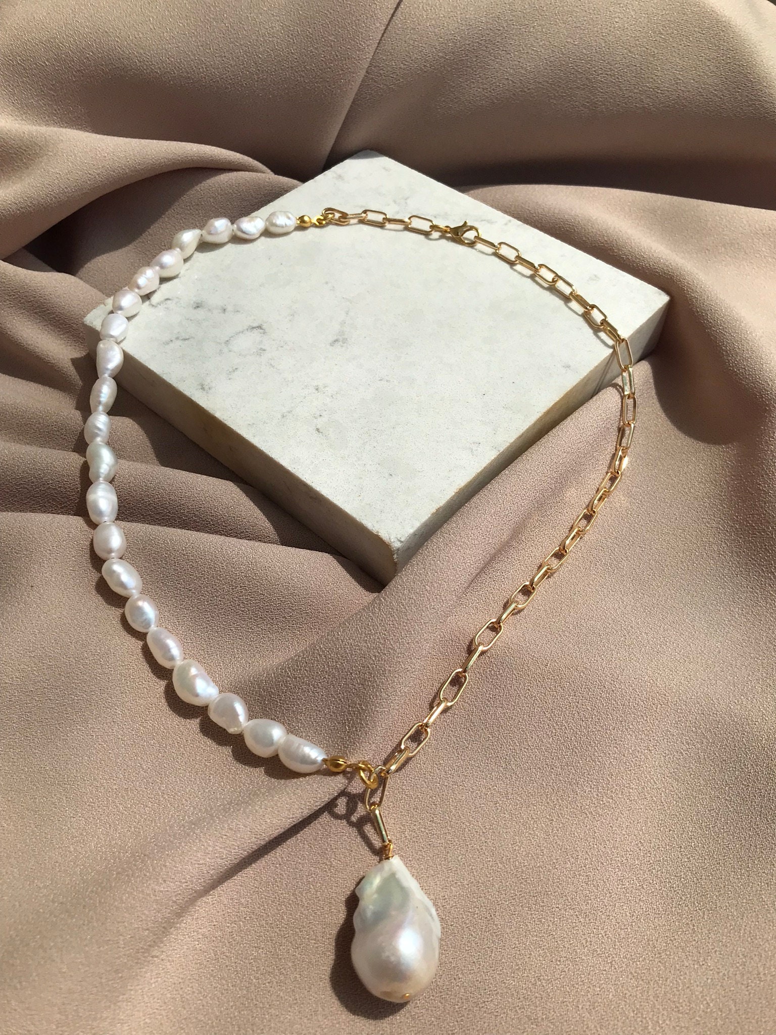 Barok & Arpa İnci Kombin Kolye