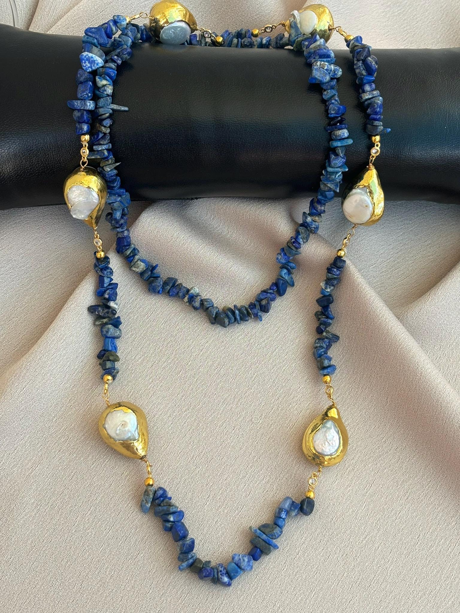 Lapis Lazuli & Barok İnci Kolye