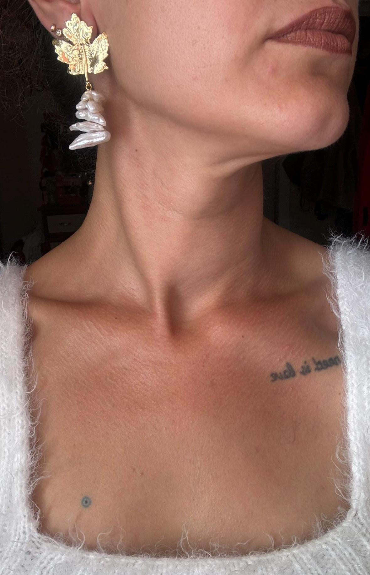 Çınar Yaprağı İnci Küpe