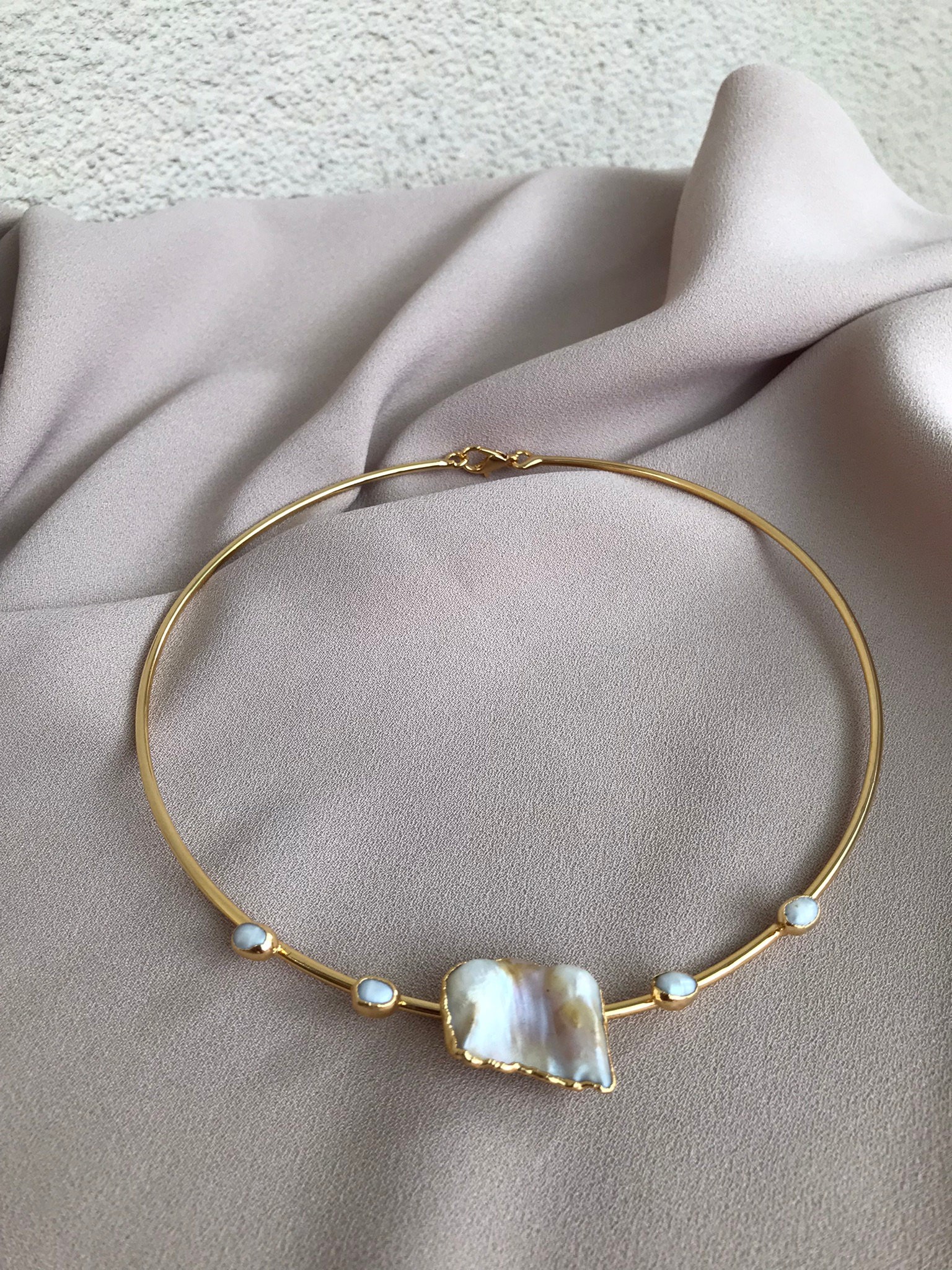 YENİ ! Çember Büyük Barok İnci Choker Kolye