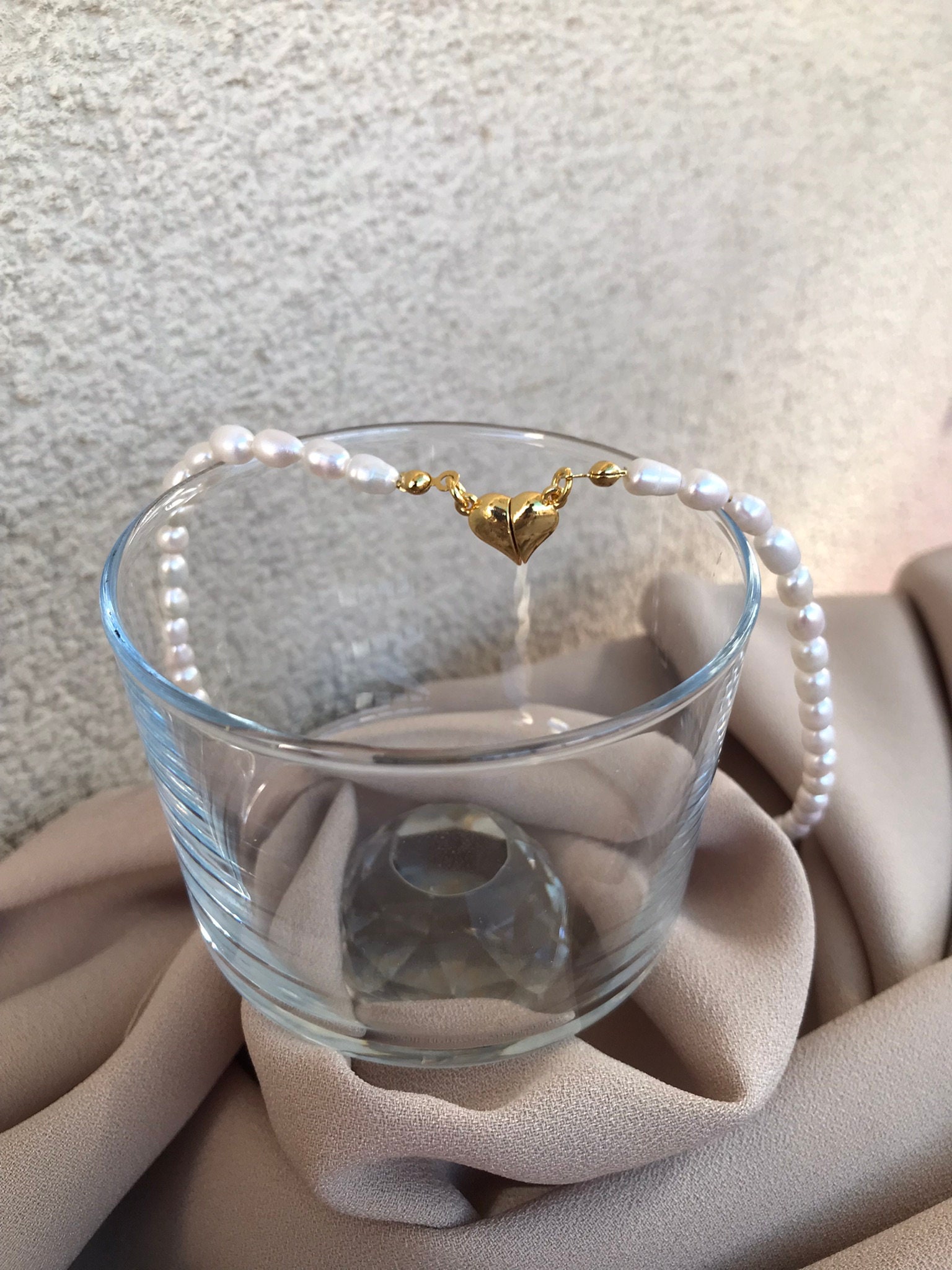 Mıknatıslı Kalp İnci Kolye