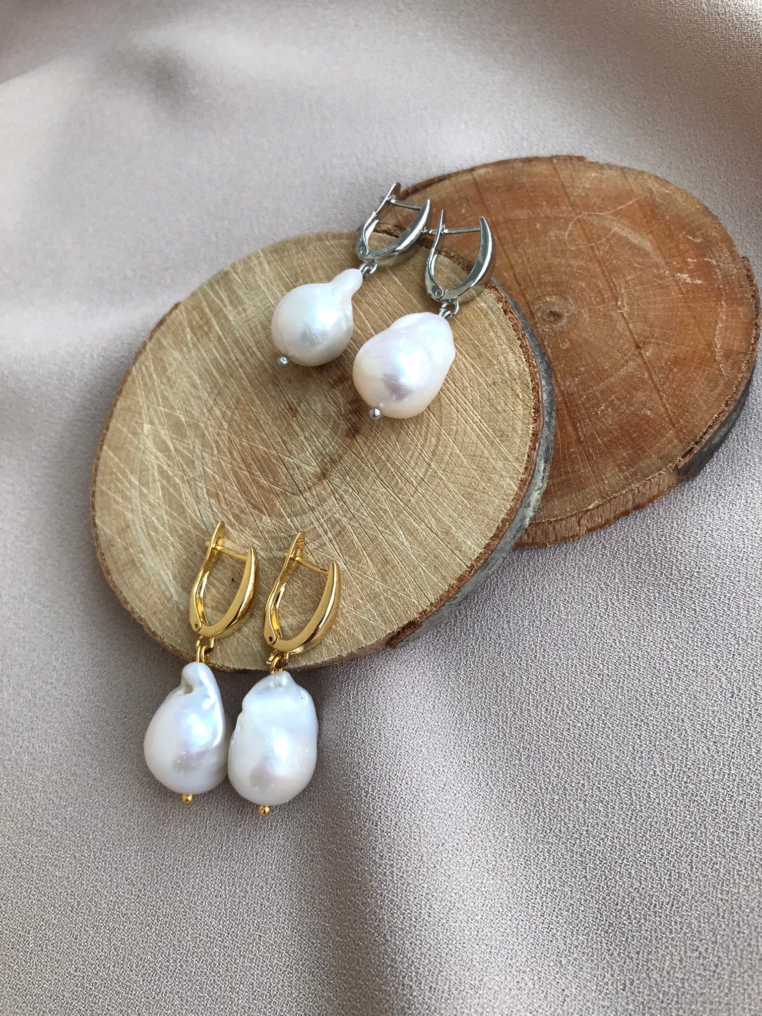 Büyük Barok İnci Küpe