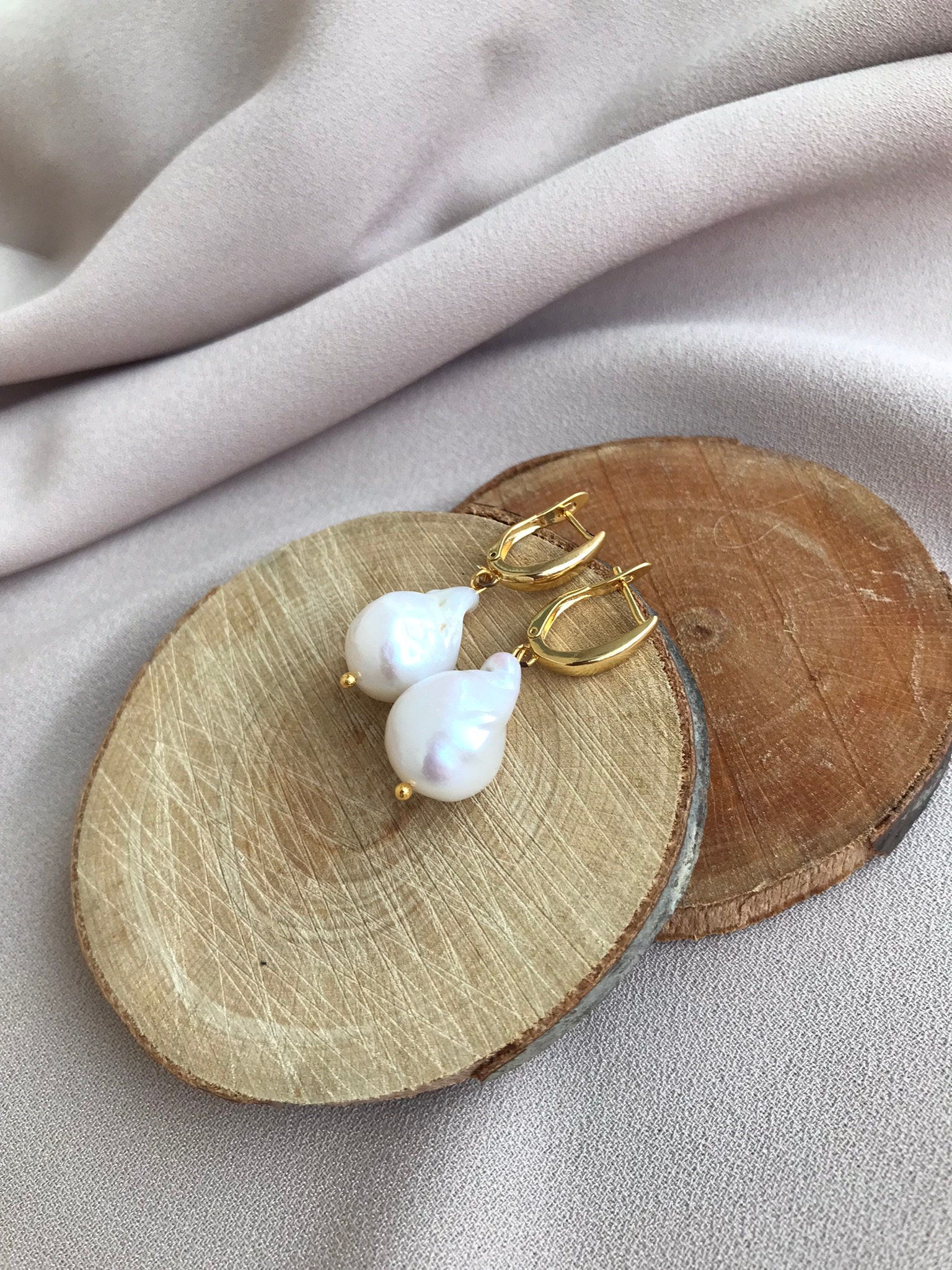 Büyük Barok İnci Küpe