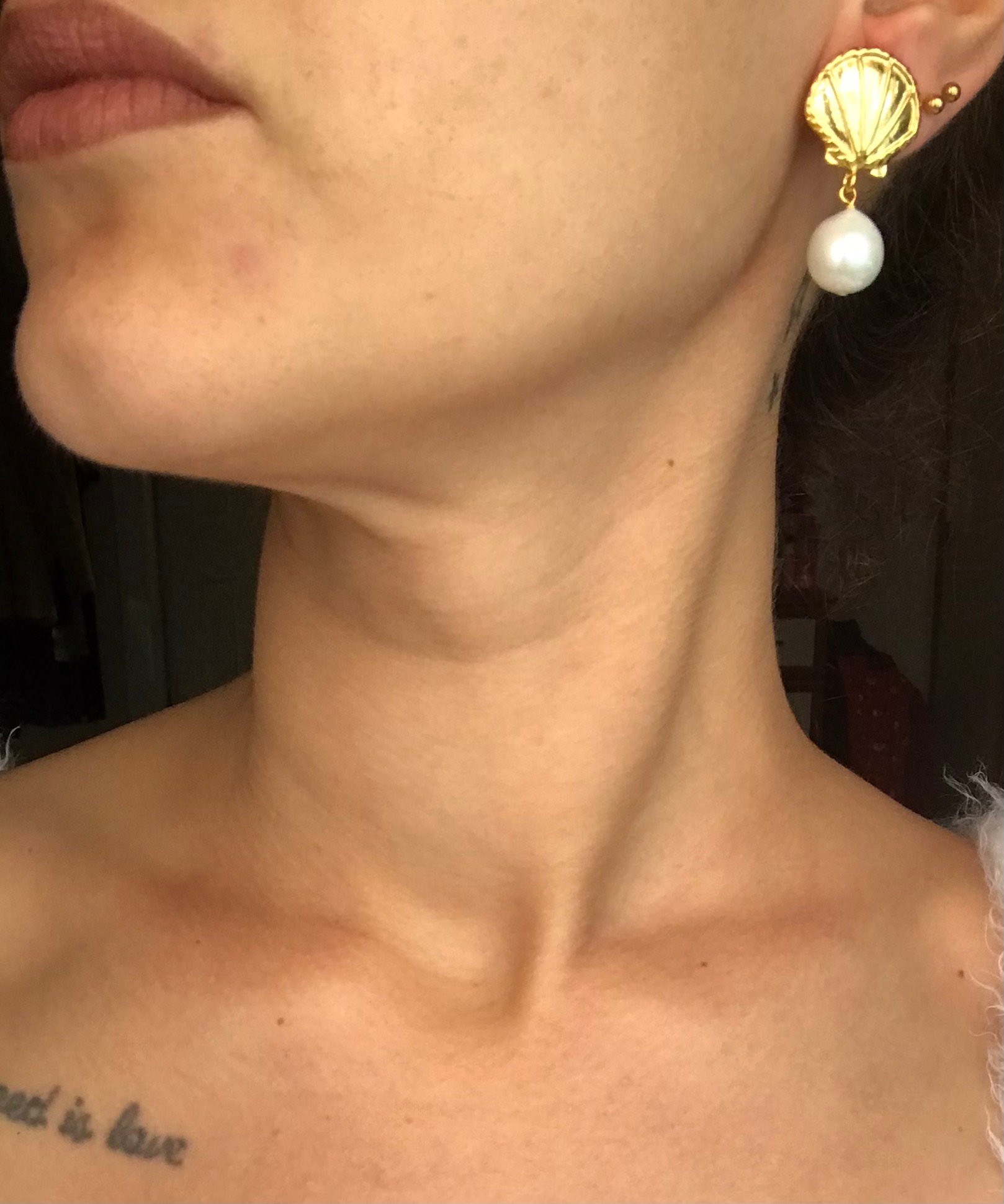 YENİ ! Altın Midye İnci Küpe, Özel Tasarım Küpe