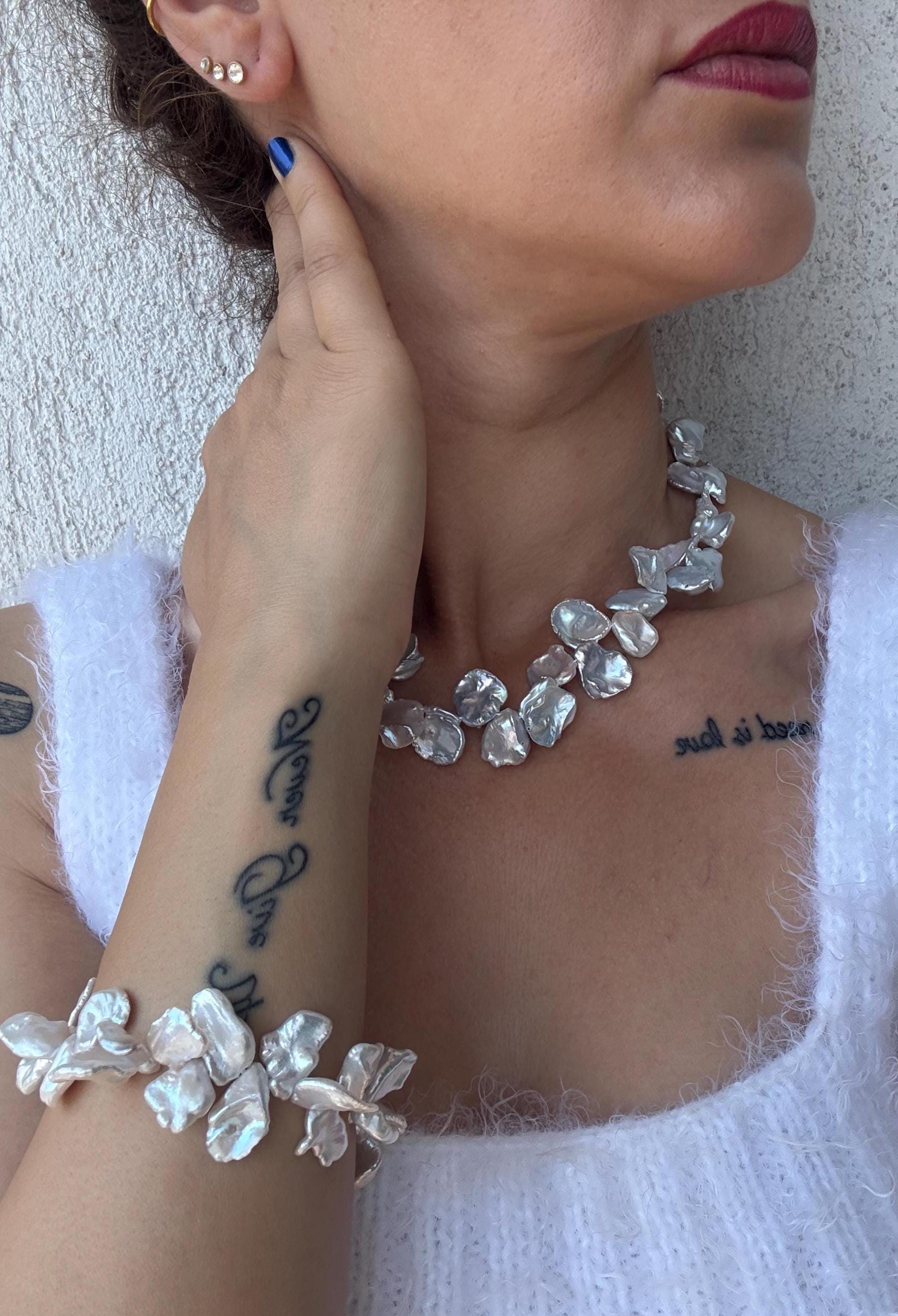 Yaprak İnci Barok Bileklik