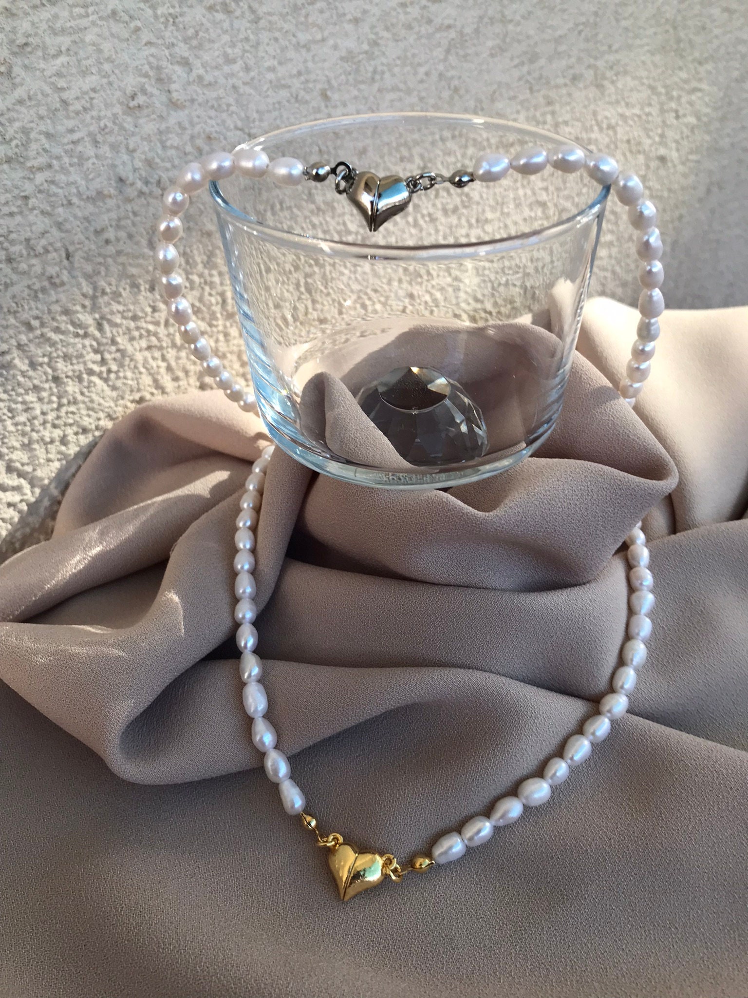 Mıknatıslı Kalp İnci Kolye