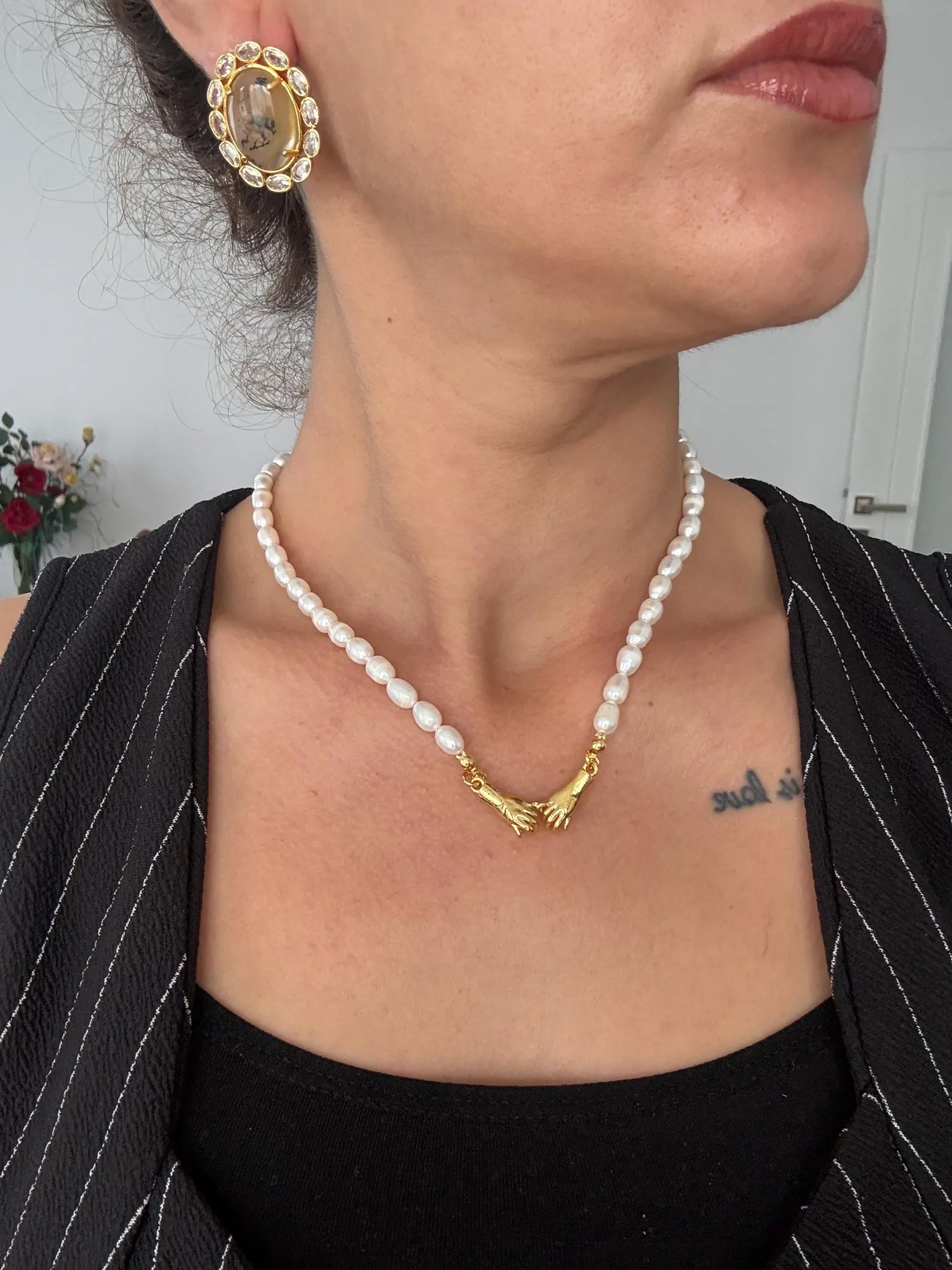 Vintage Doğal Taş Zirkon Küpeler