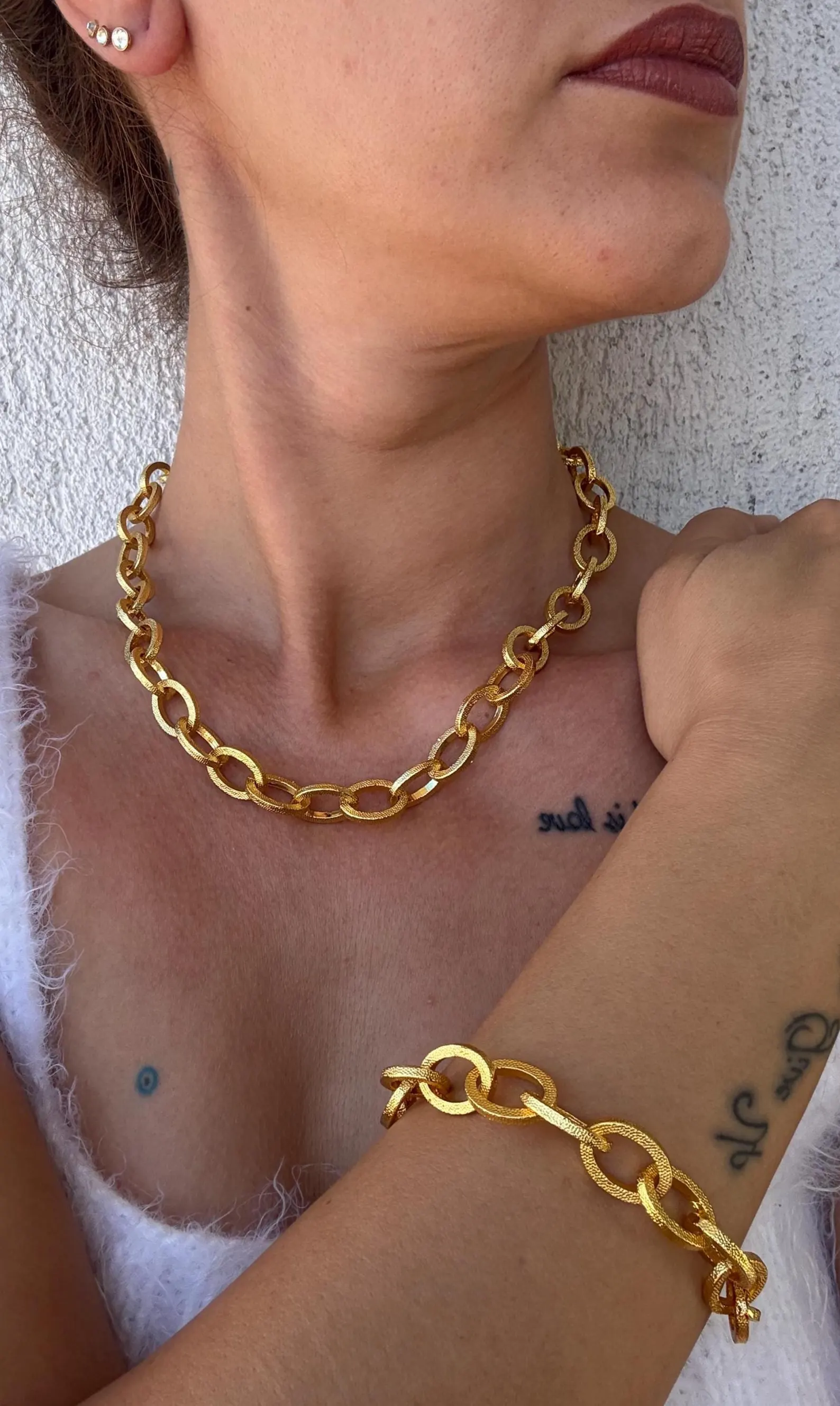 Kalın Zincir Desenli Döküm Bileklik