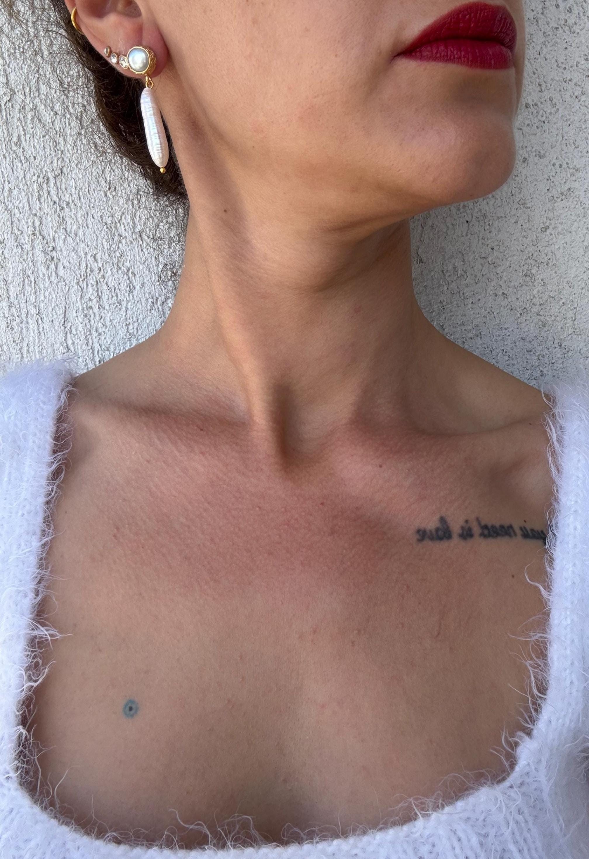 YENİ! İnci Taç Silindir Barok İnci Küpeler, Büyük Barok İnci Küpeler