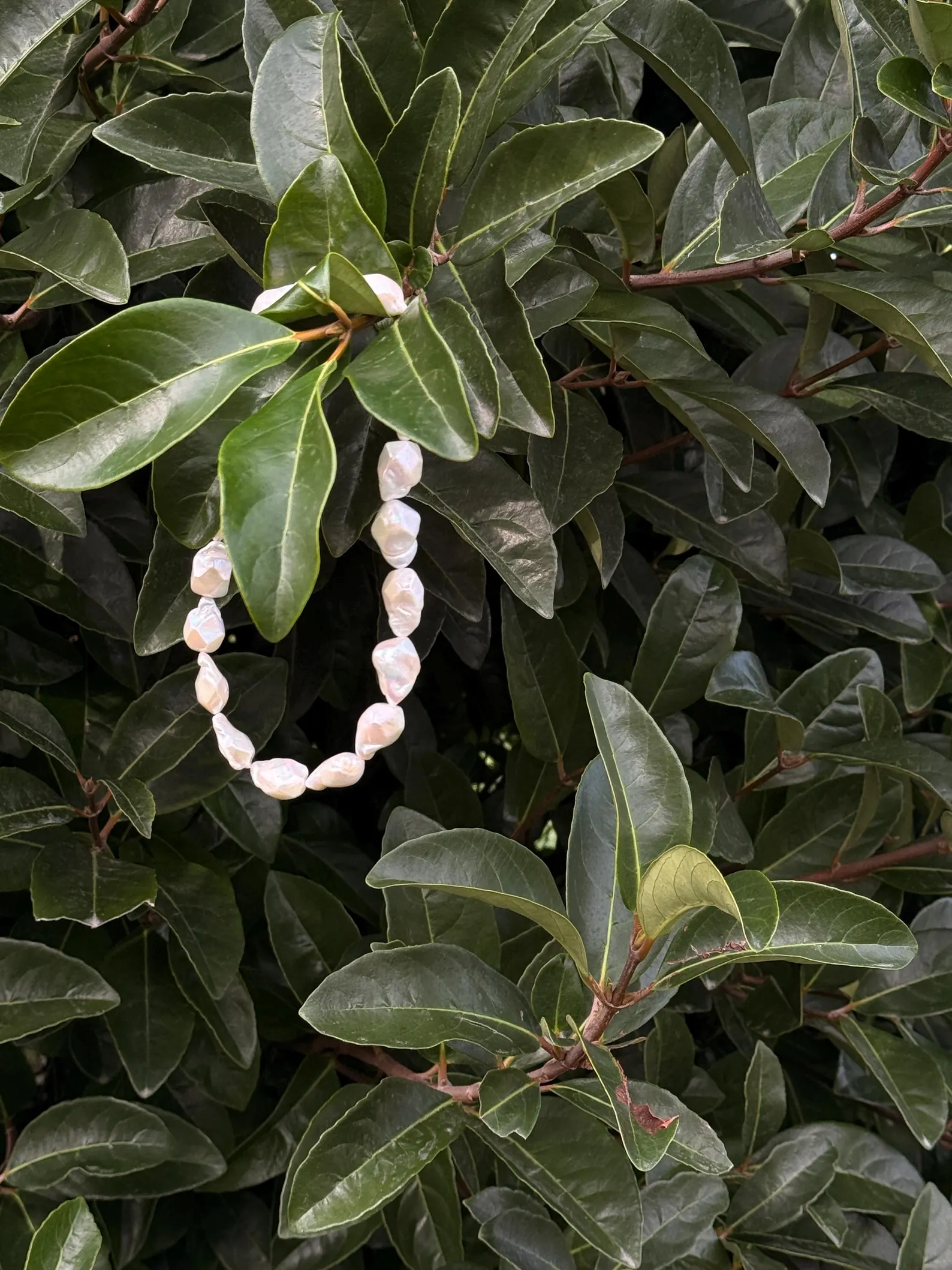 Elmas Kesim Büyük Beyaz Barok İnci Kolye