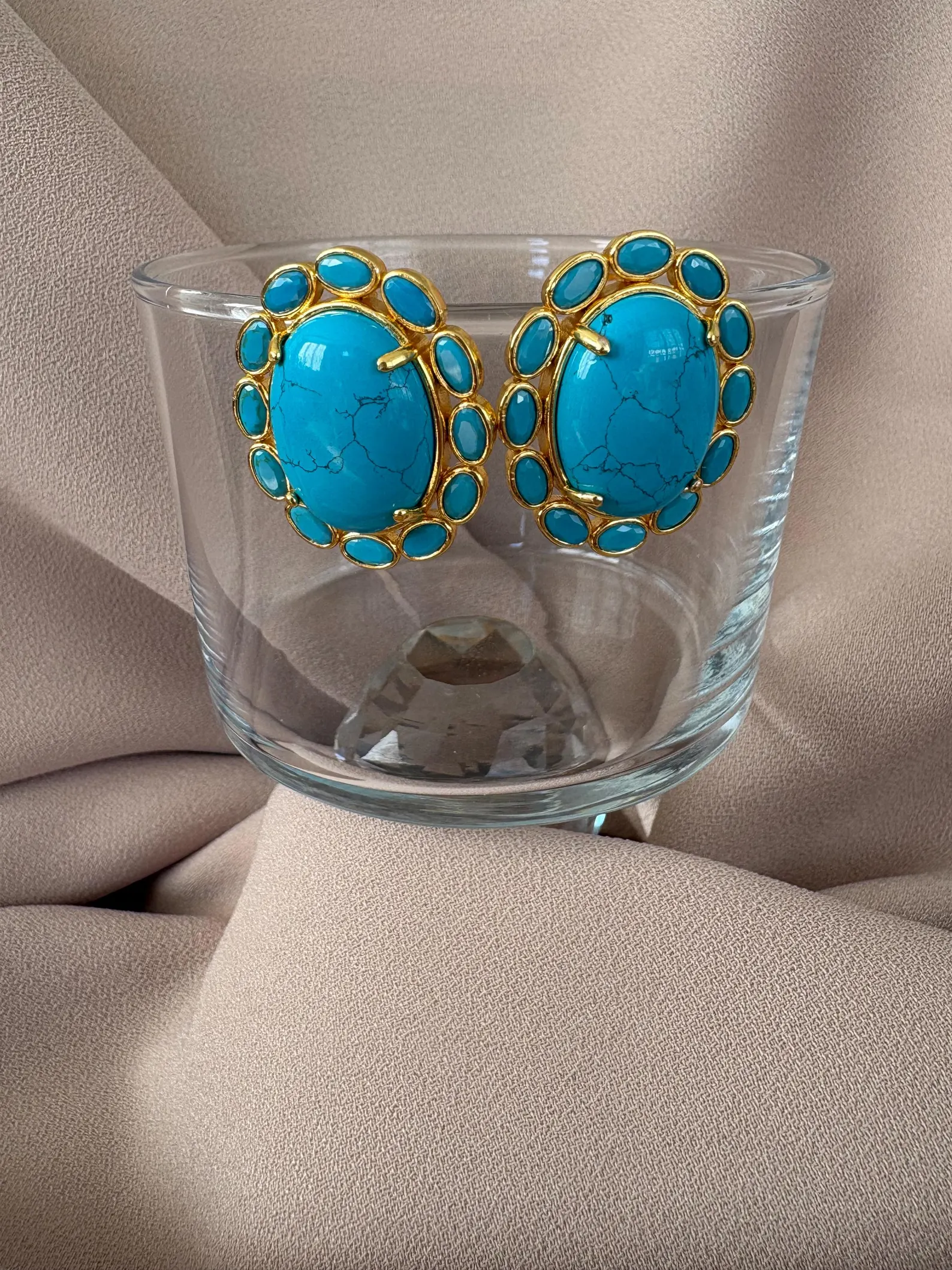 Vintage Doğal Taş Zirkon Küpeler