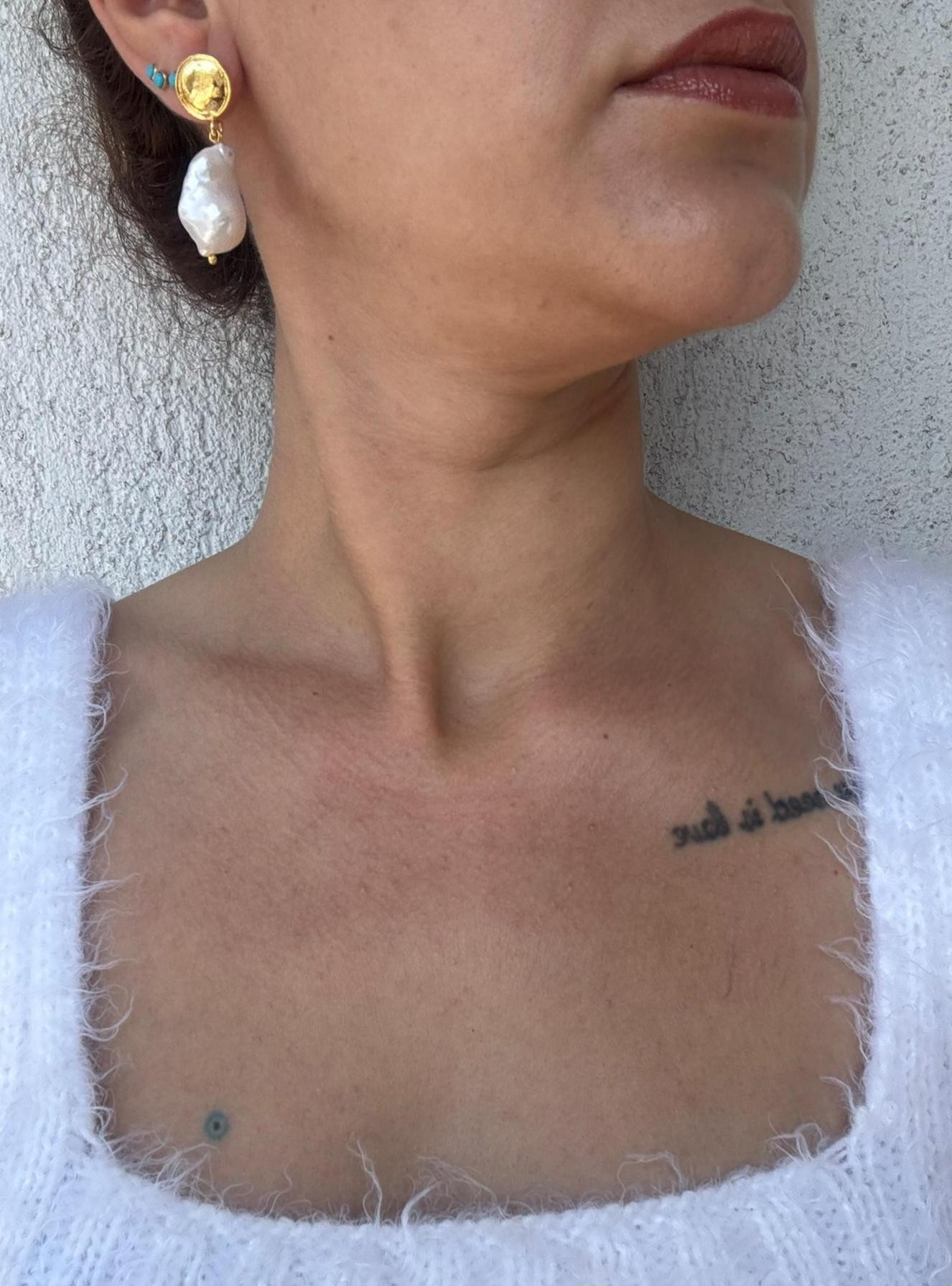 YENİ! Düz Döküm Taç Doğal Barok İnci Küpeler