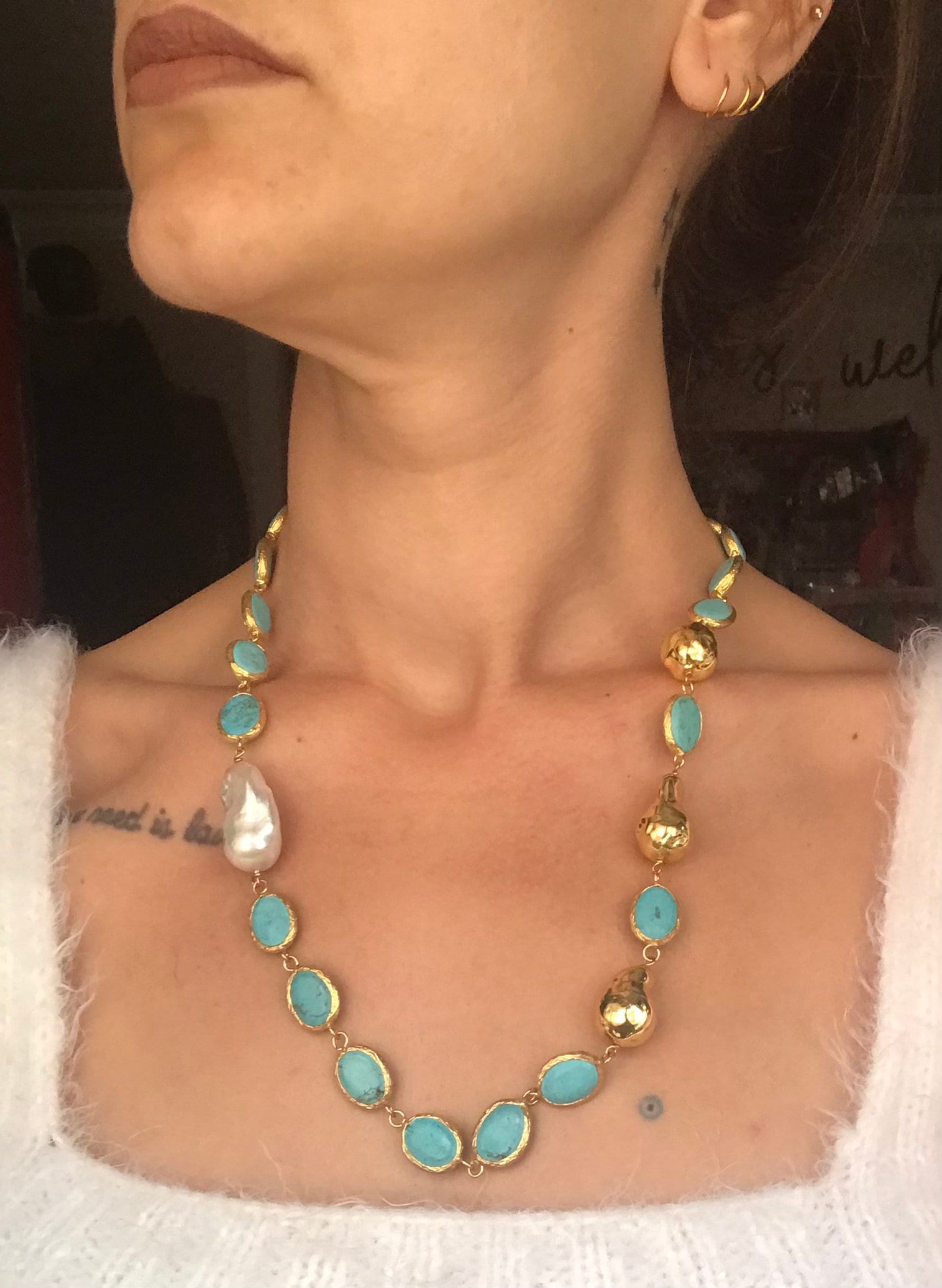 Turkuaz & Barok İnci Kolye