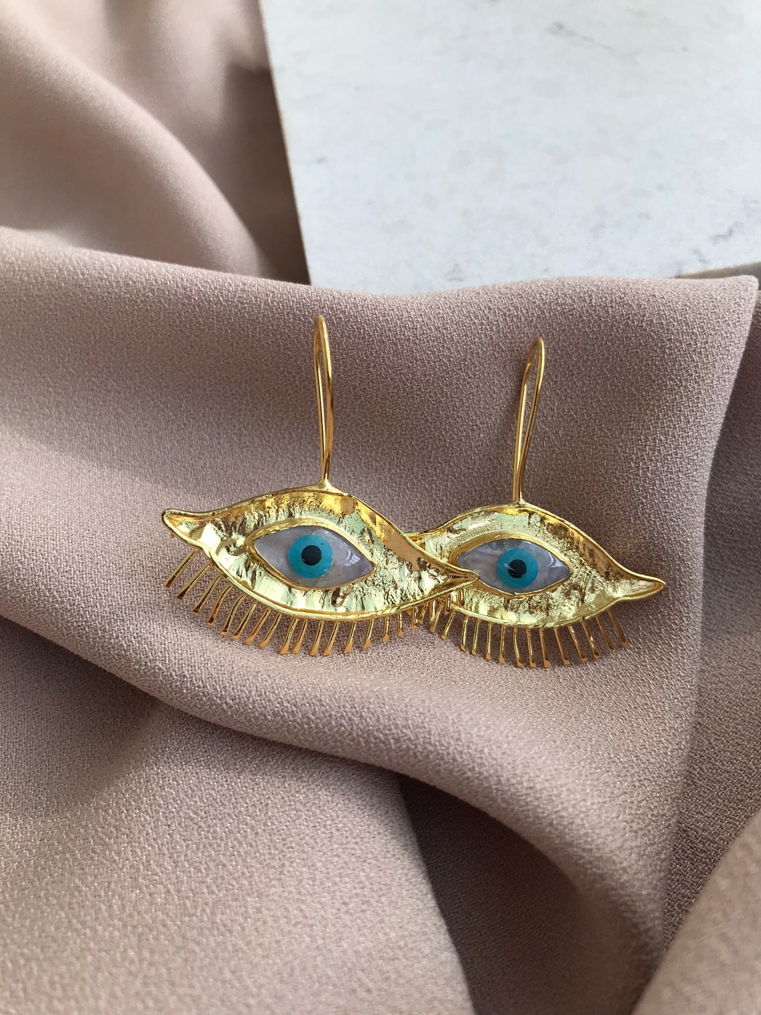 Sedefli Göz Tasarım İnci Küpe