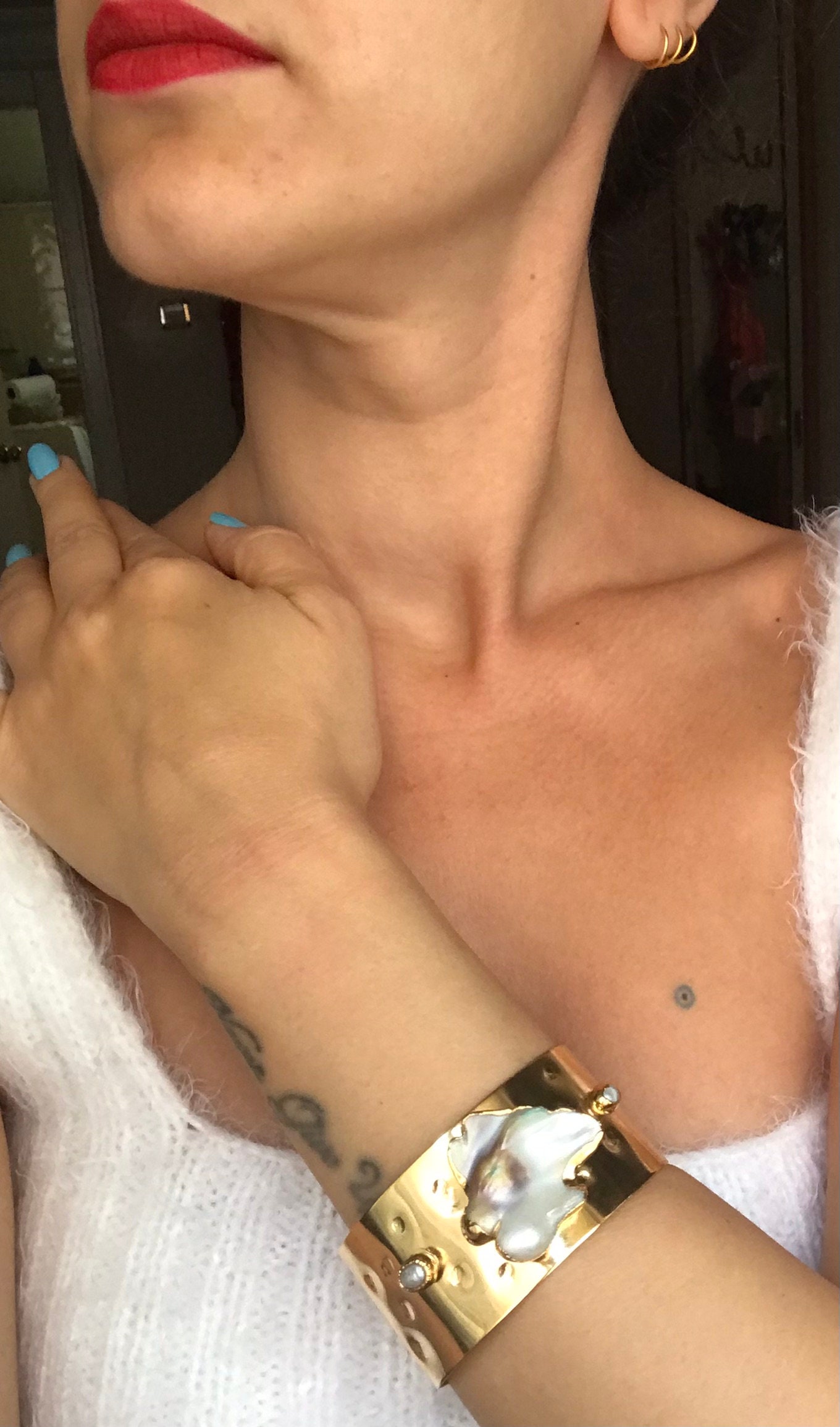 Kalın Düzensiz Barok İnci Bileklik