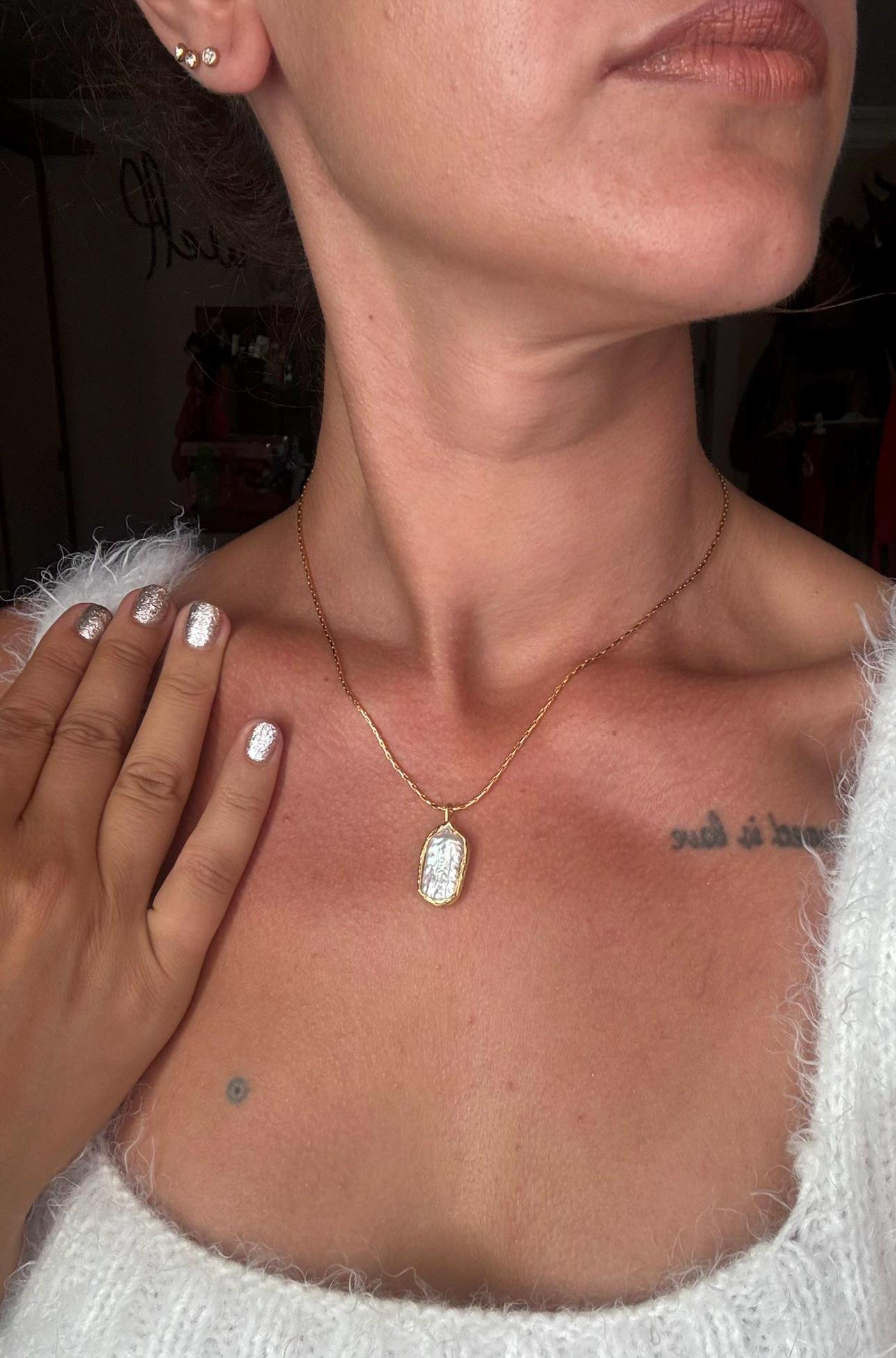 Kare Barok İnci Kolye