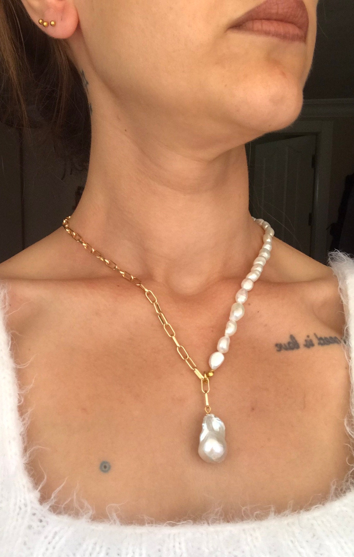 Barok & Arpa İnci Kombin Kolye