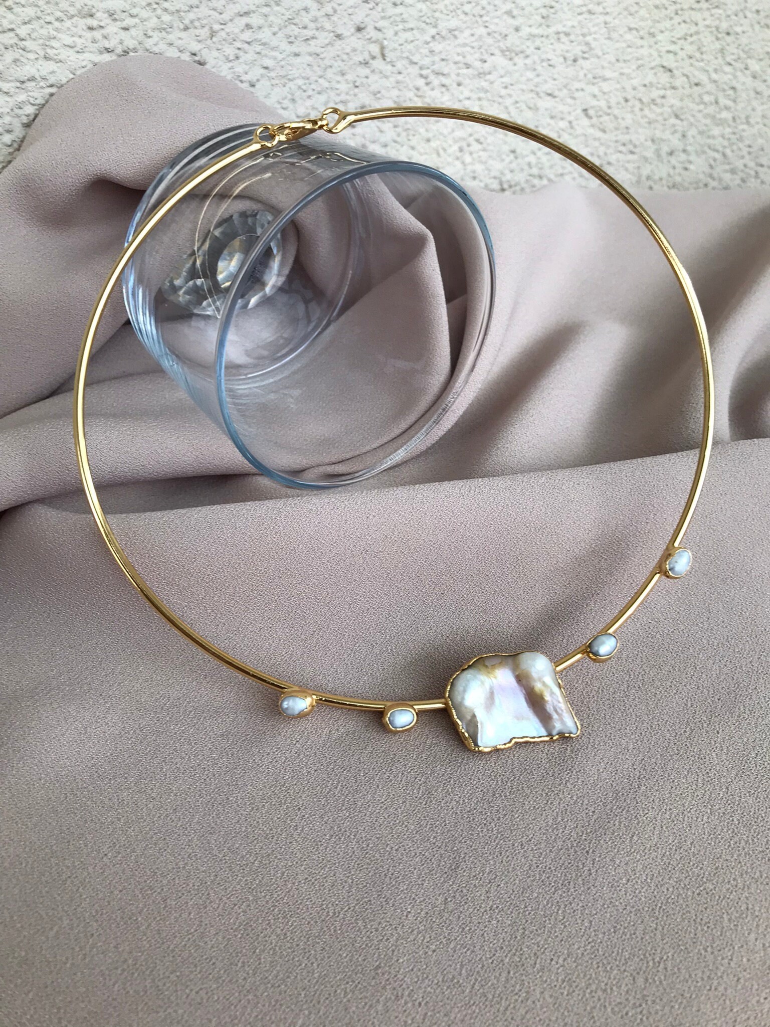 YENİ ! Çember Büyük Barok İnci Choker Kolye