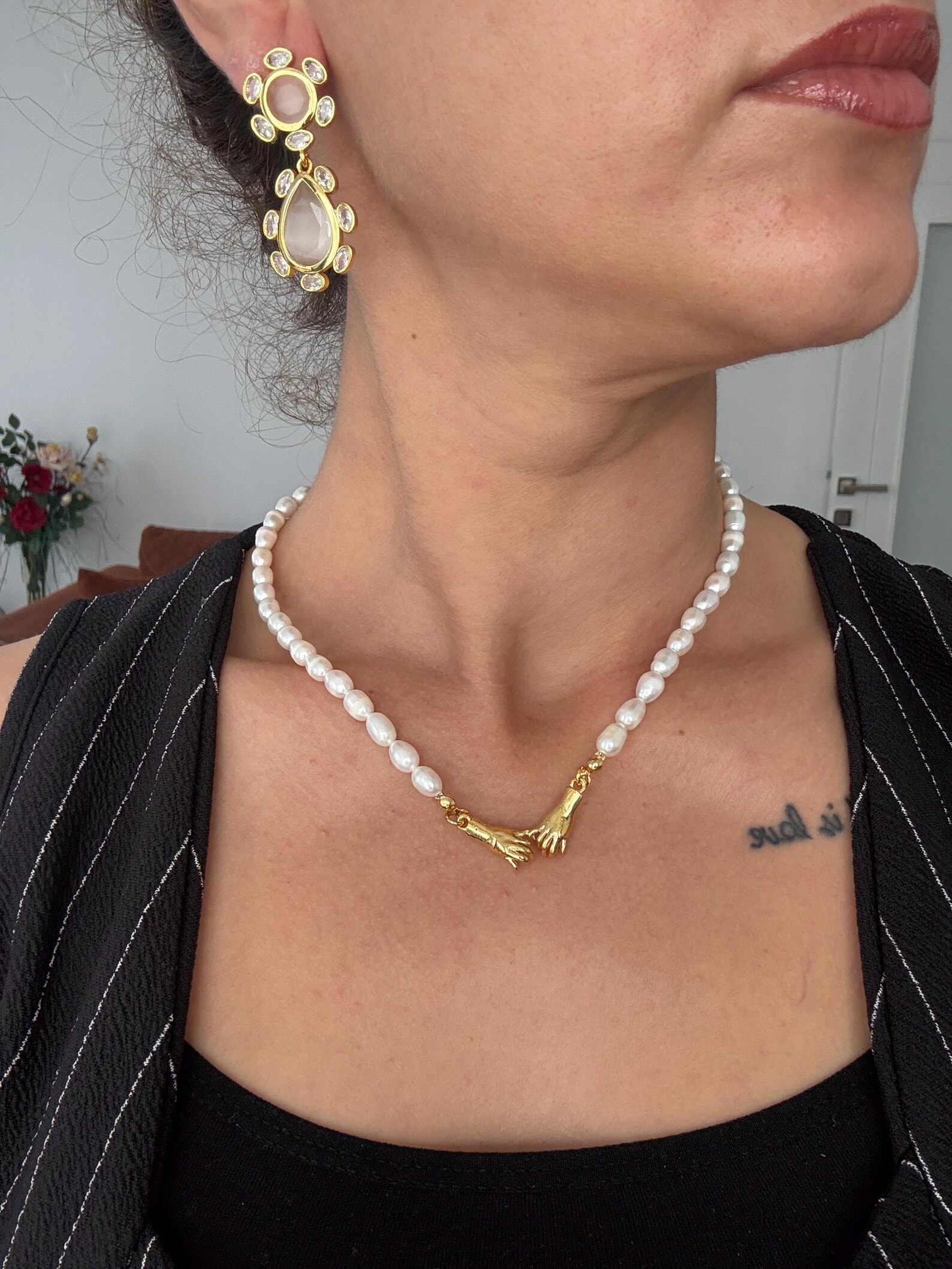 Zirkon&Kedi Gözü Taş Küpe