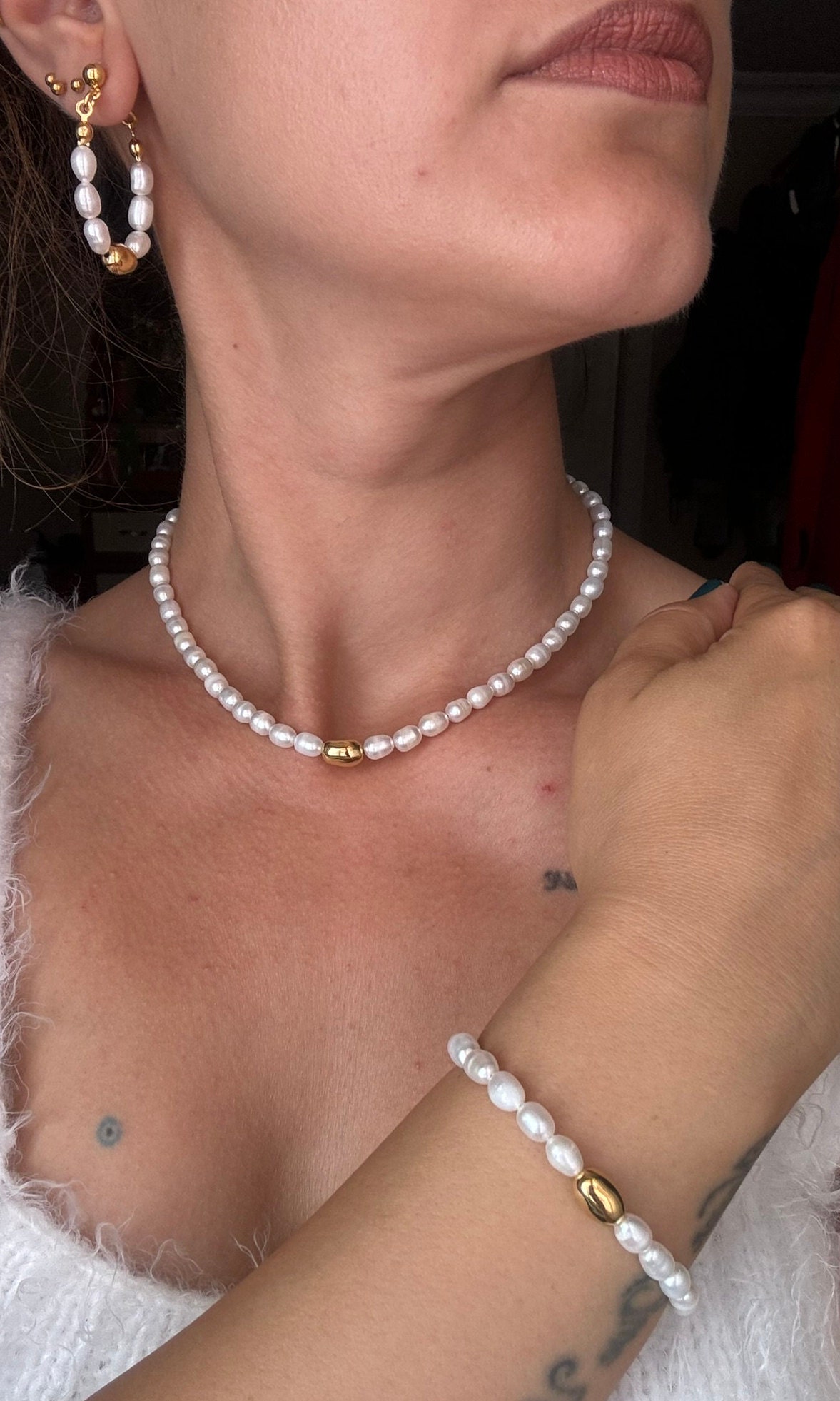 Altın Kaplama İnci Küpe