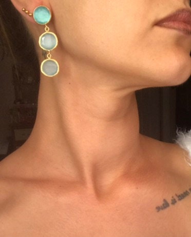 Üçlü Yuvarlak Kedi Gözü Küpe