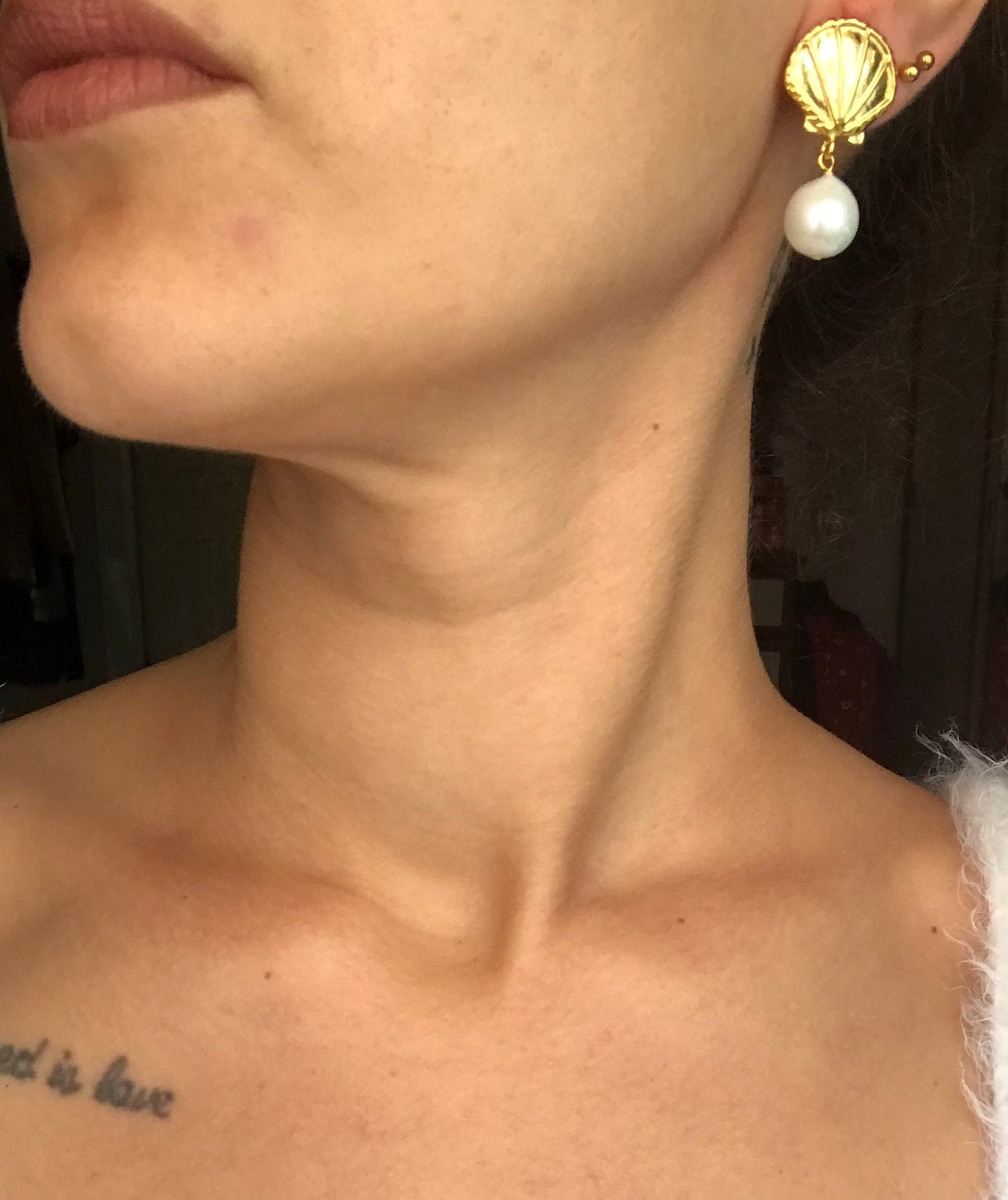 YENİ ! Altın Midye İnci Küpe, Özel Tasarım Küpe