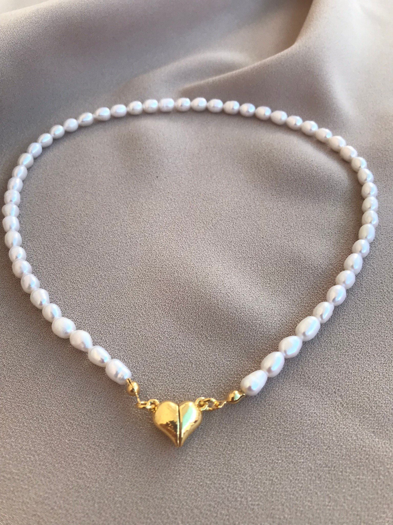 Mıknatıslı Kalp İnci Kolye