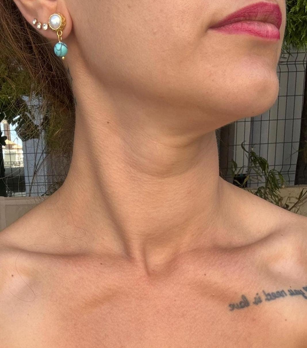 YENİ ! Özel Tasarım Turkuaz Küpe, Turkuaz İnci Küpe