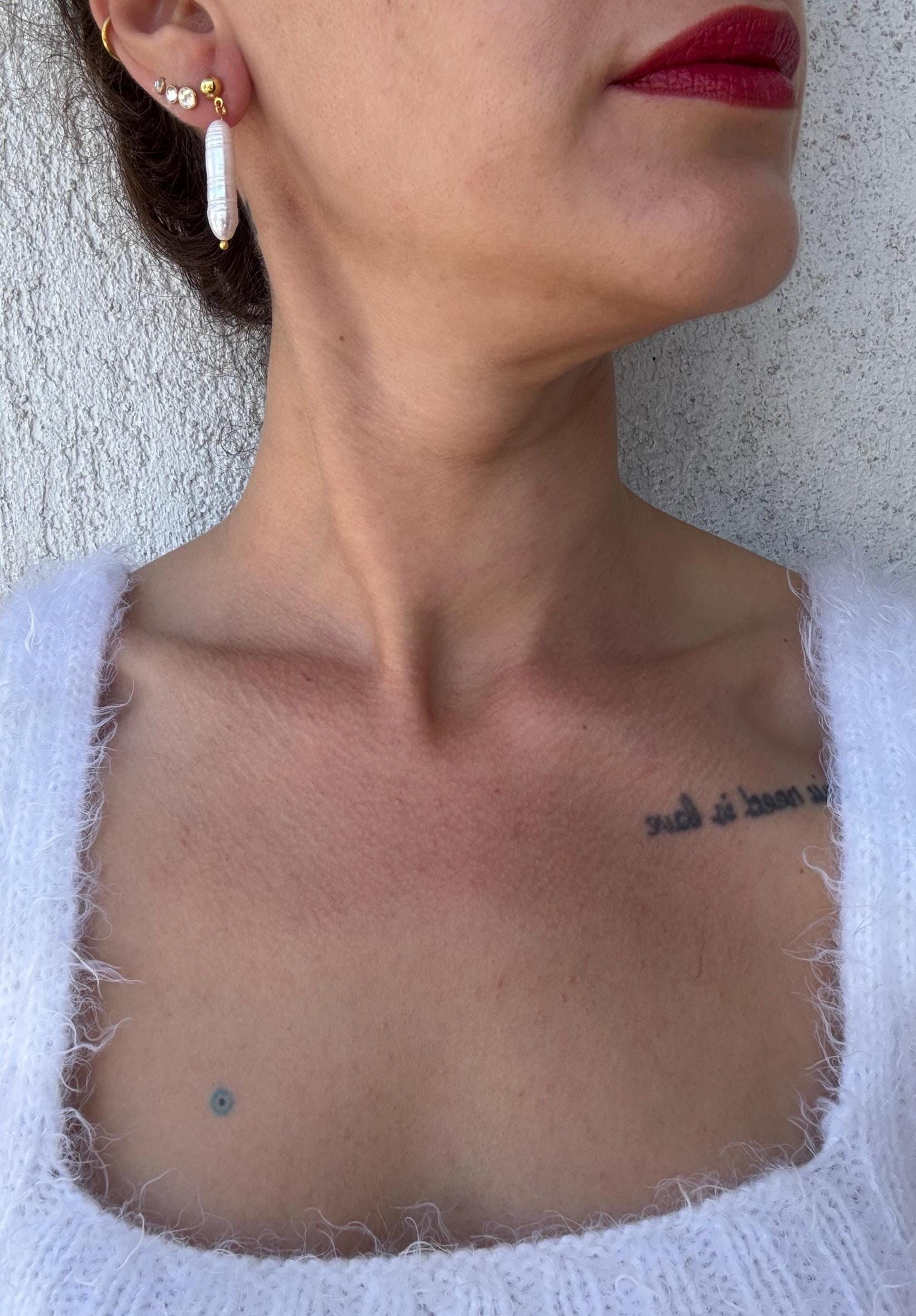 YENİ ! Silindir Barok İnci Küpe