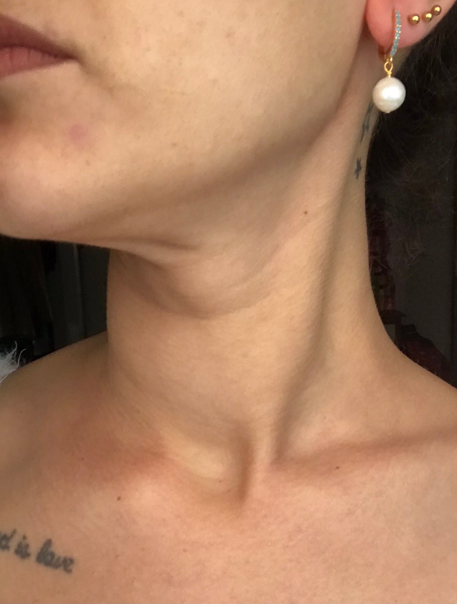 Turkuaz Taşlı İnci Küpe