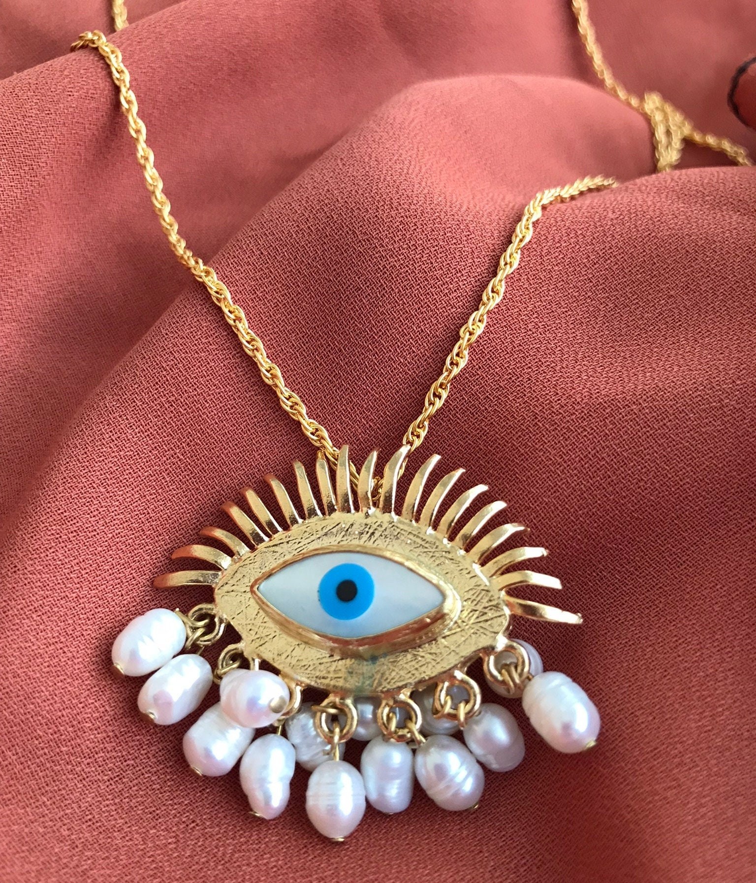 Evil Eye Protection Twirl Chain Necklace