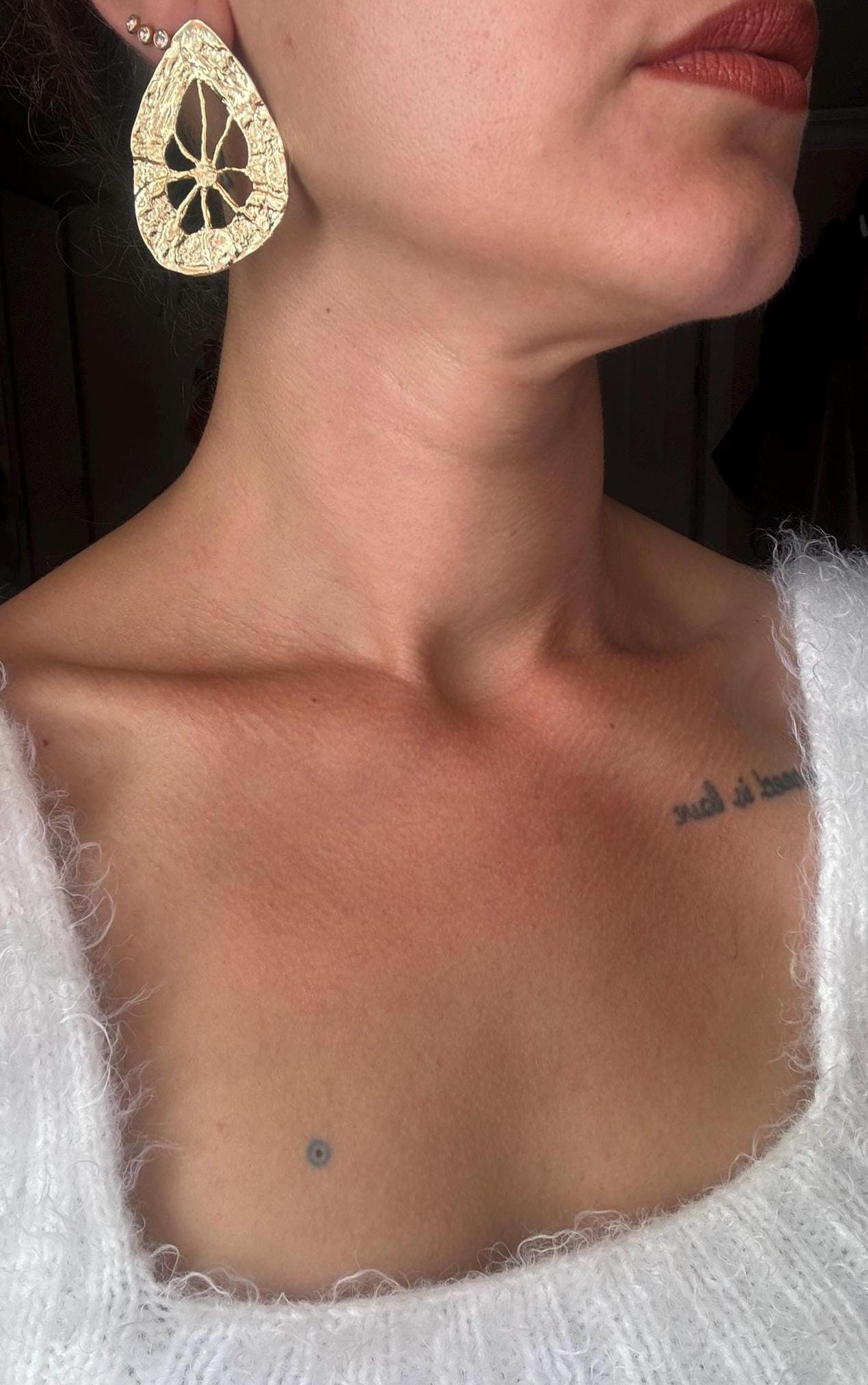 YENİ! Limon Dilimi Döküm Küpeler, El Yapımı Bronz Küpeler