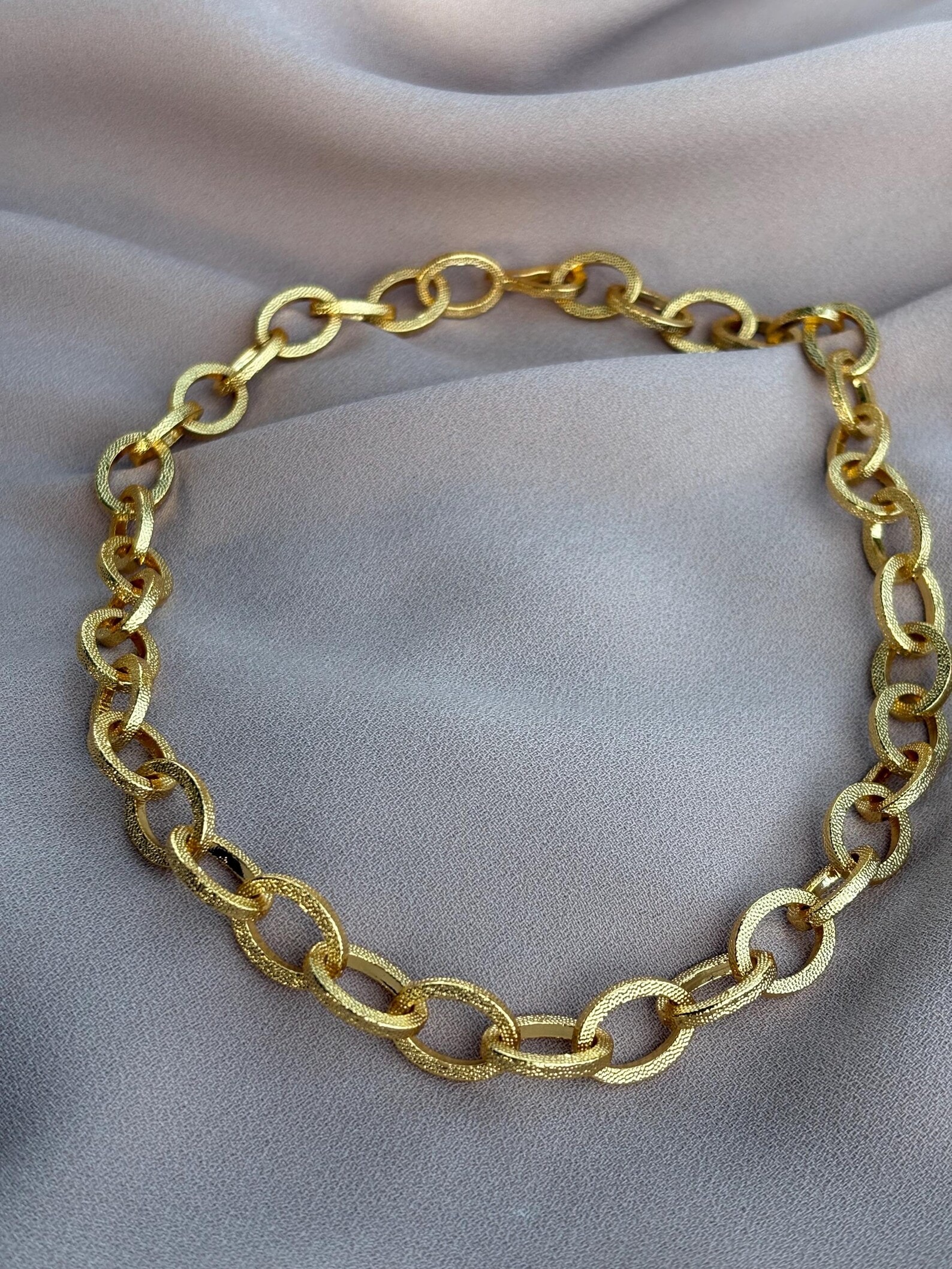 Kalın Zincir Desenli Döküm Kolye