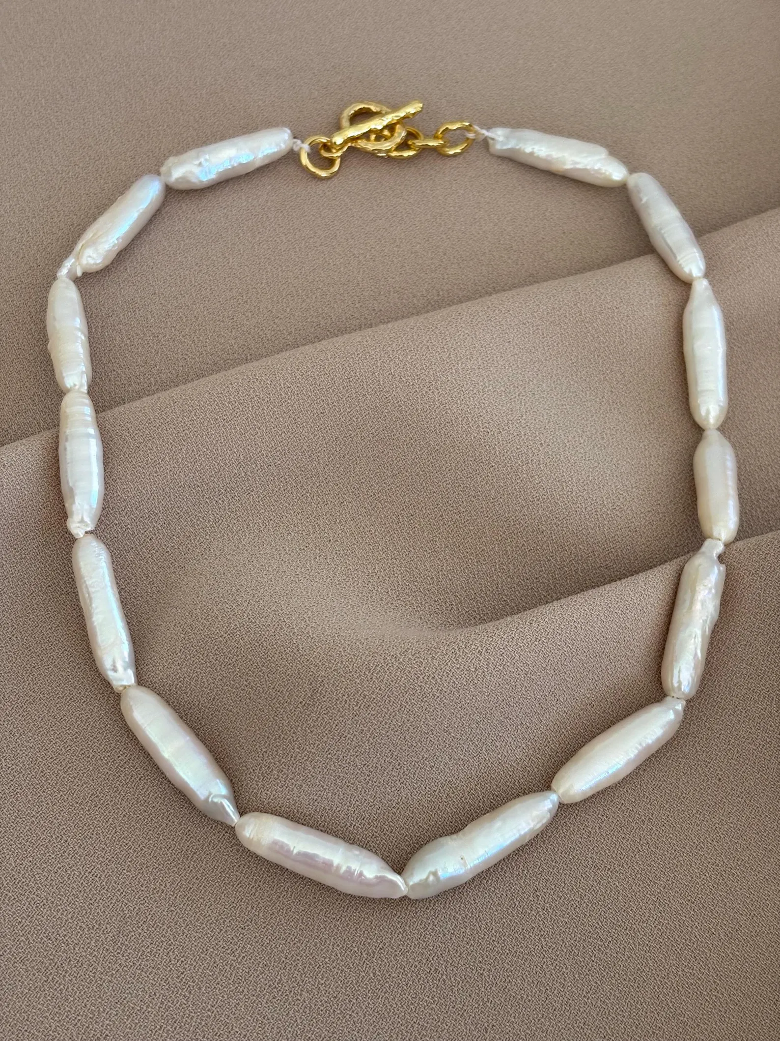 Silindir Barok İnci Kolye El Örme Kolye